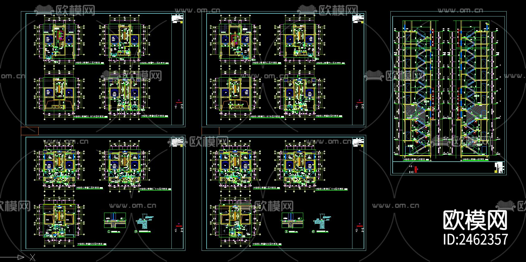 某小区1号楼十七层建筑CAD施工图下载（渲染图8）