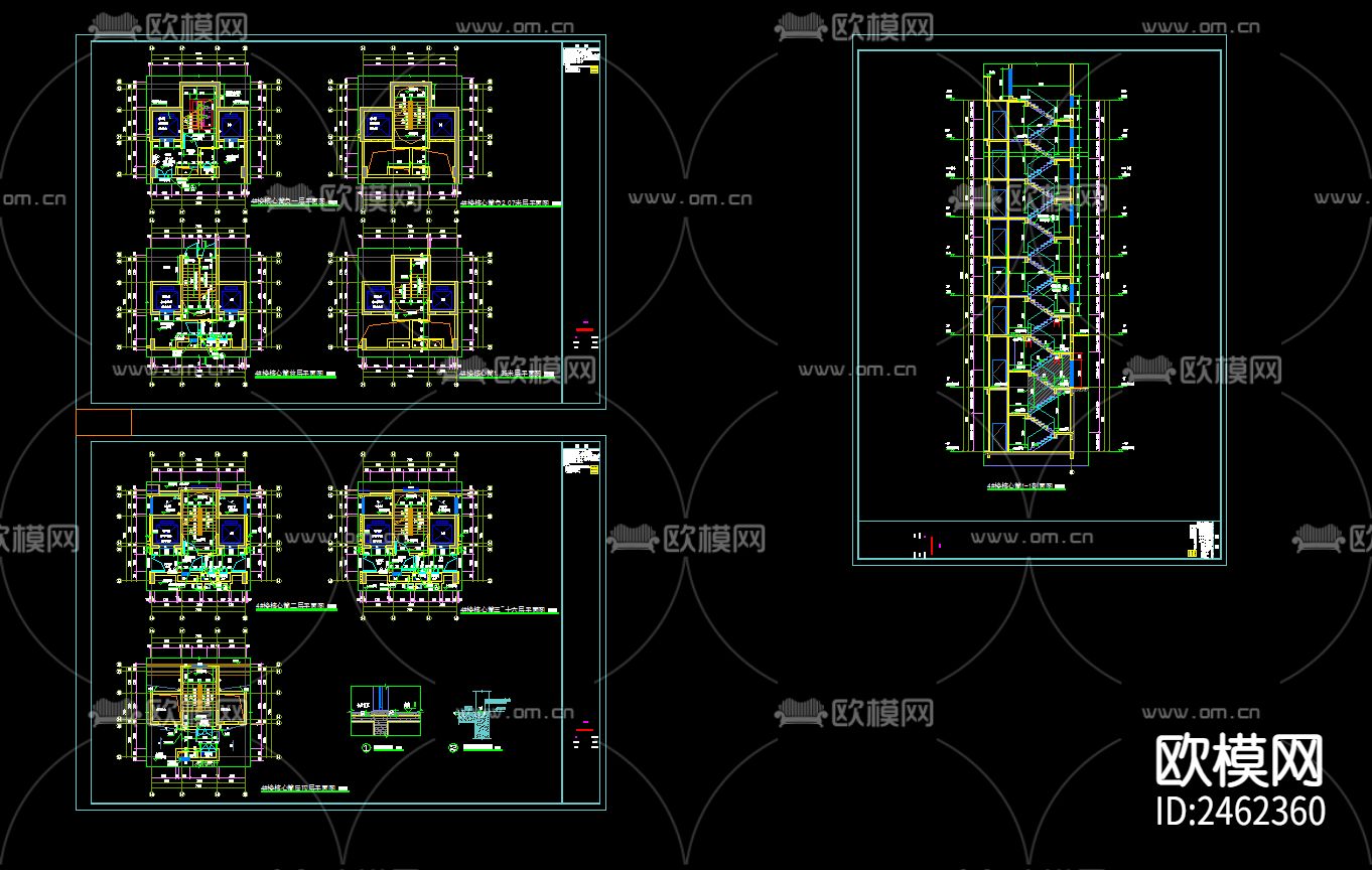 某小区4号楼十六层建筑CAD施工图下载（渲染图6）