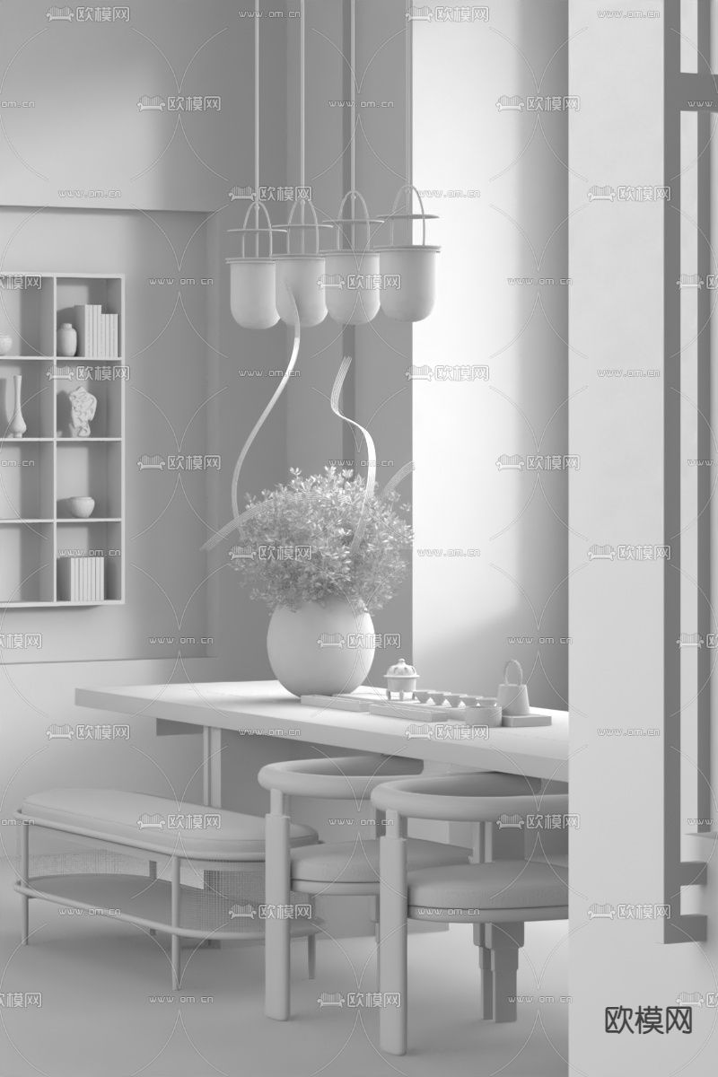 共向设计 侘寂茶室3d模型下载（渲染图2）