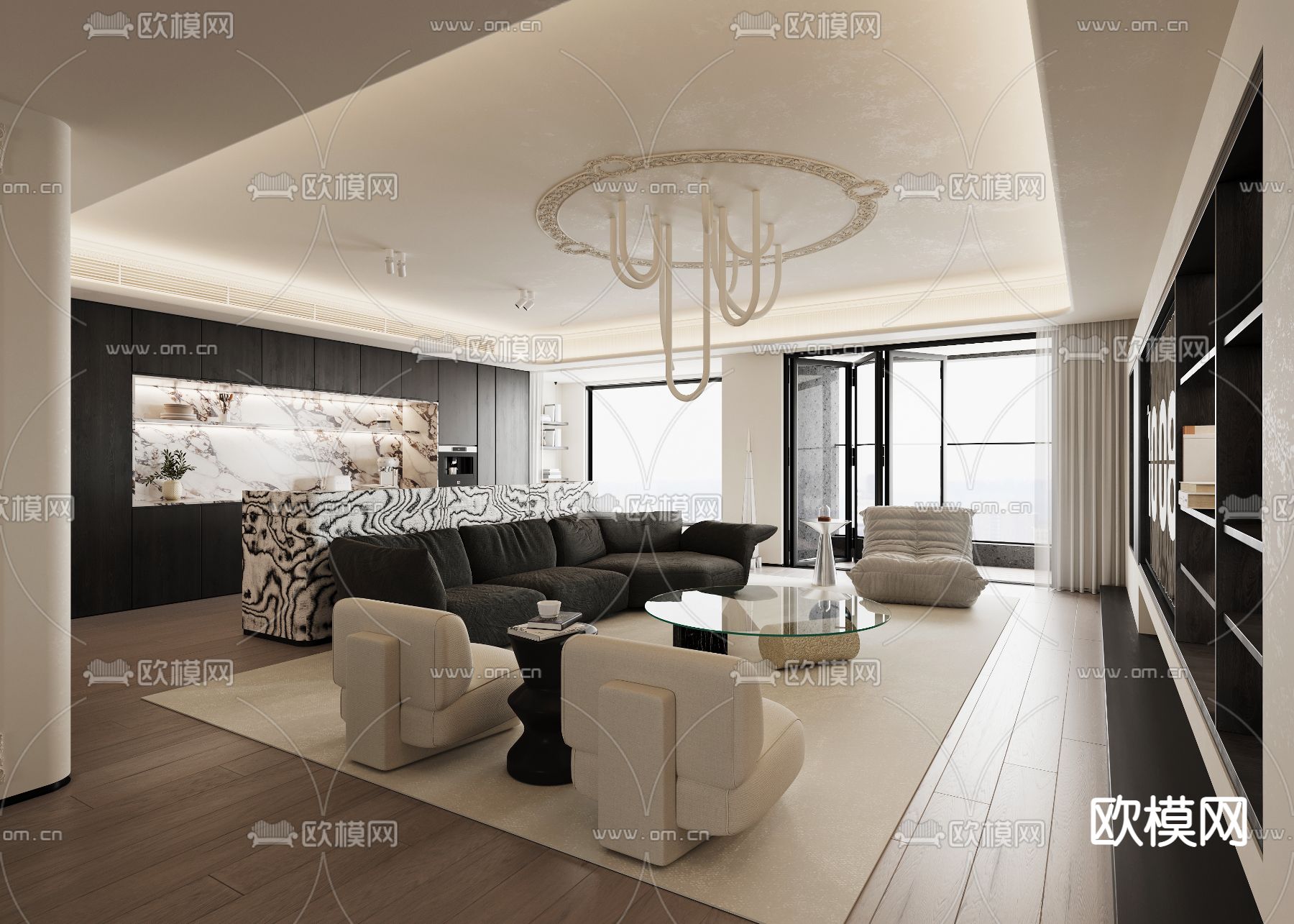 法式客餐厅3d模型下载（渲染图10）