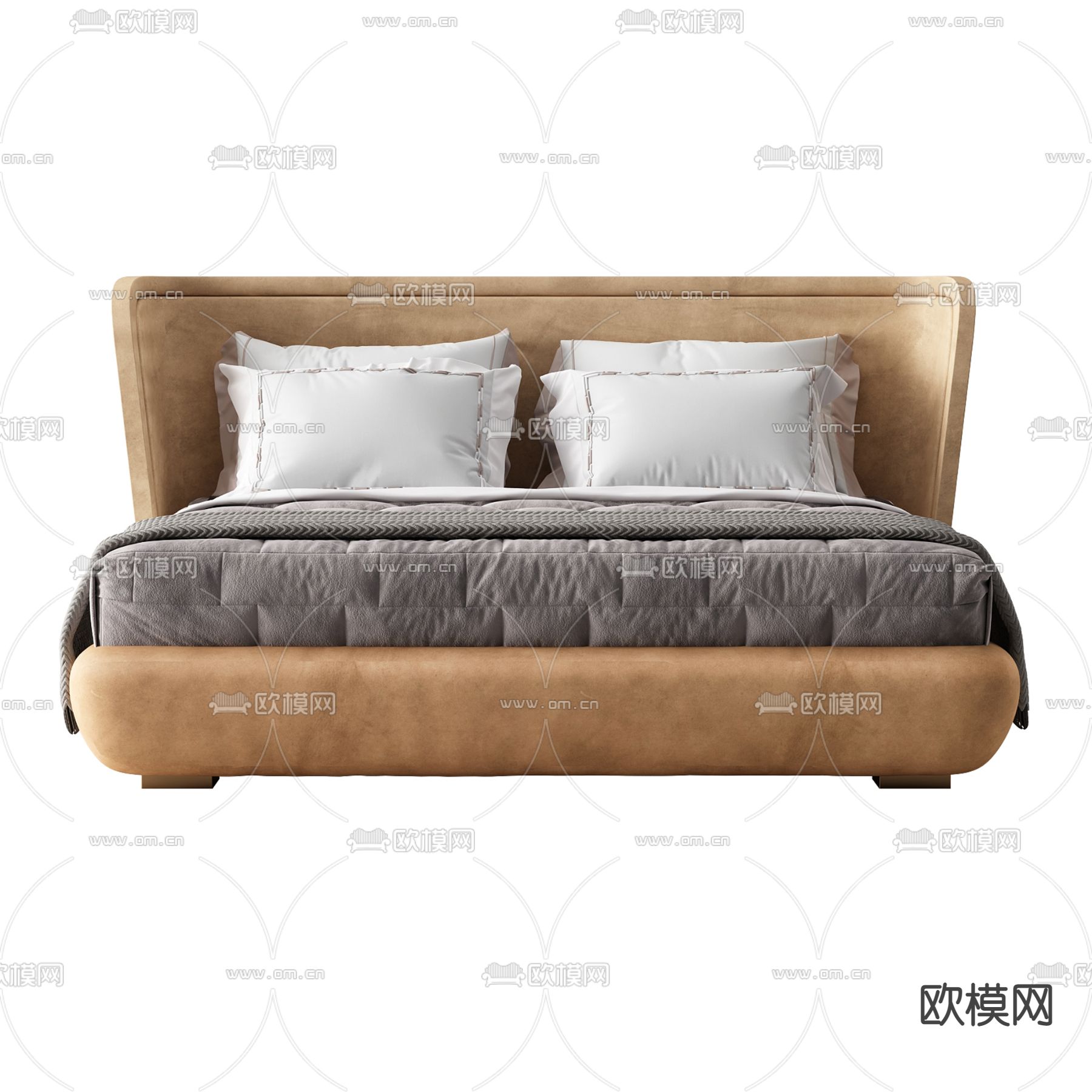 现代轻奢创意双人床免费3d模型下载