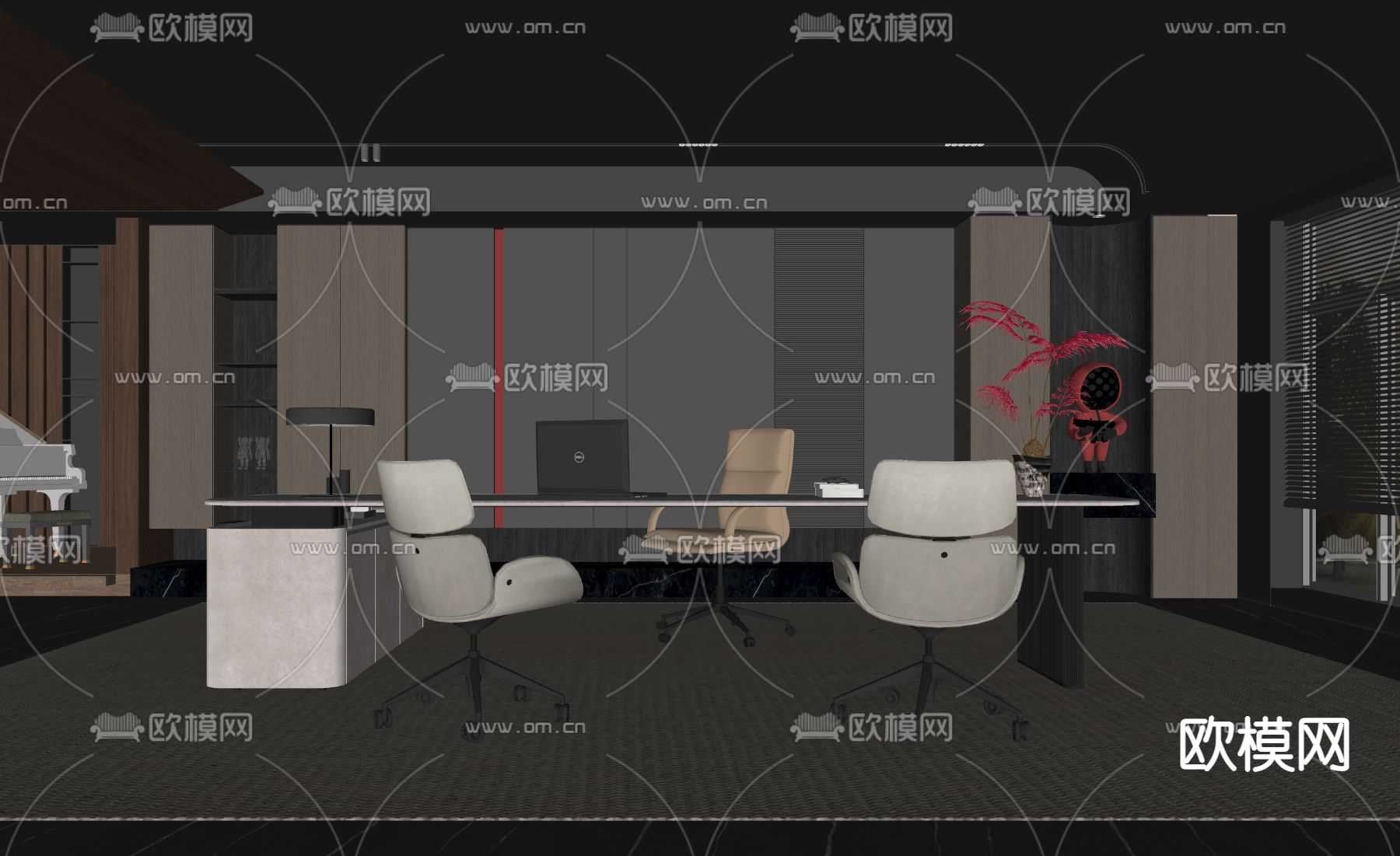 Minotti 米洛提 班台桌椅su模型下载（渲染图2）