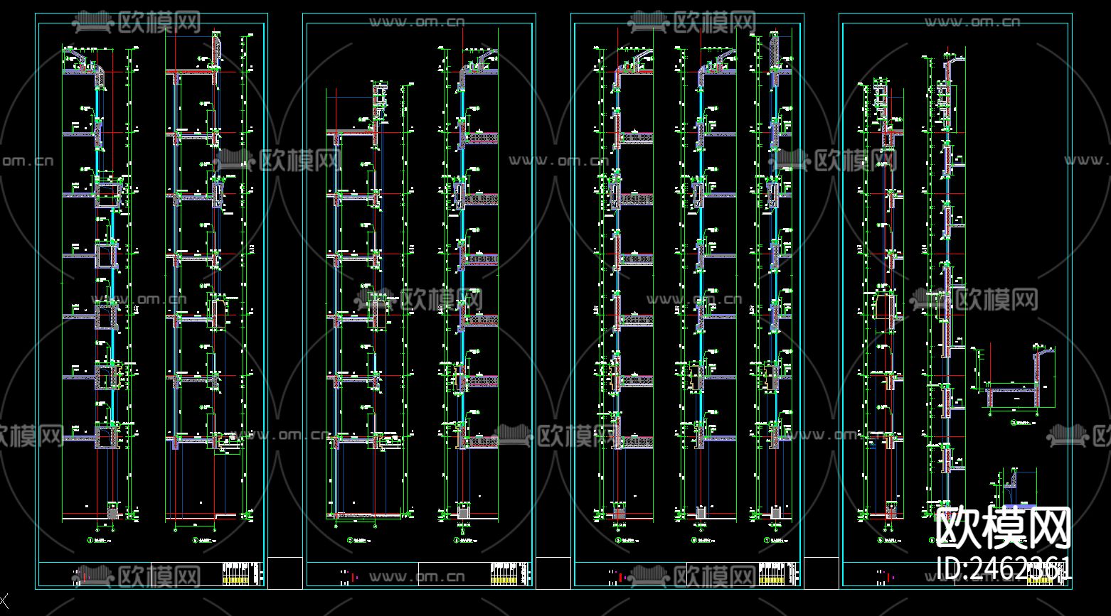 某小区7号楼十二层建筑CAD施工图下载（渲染图6）