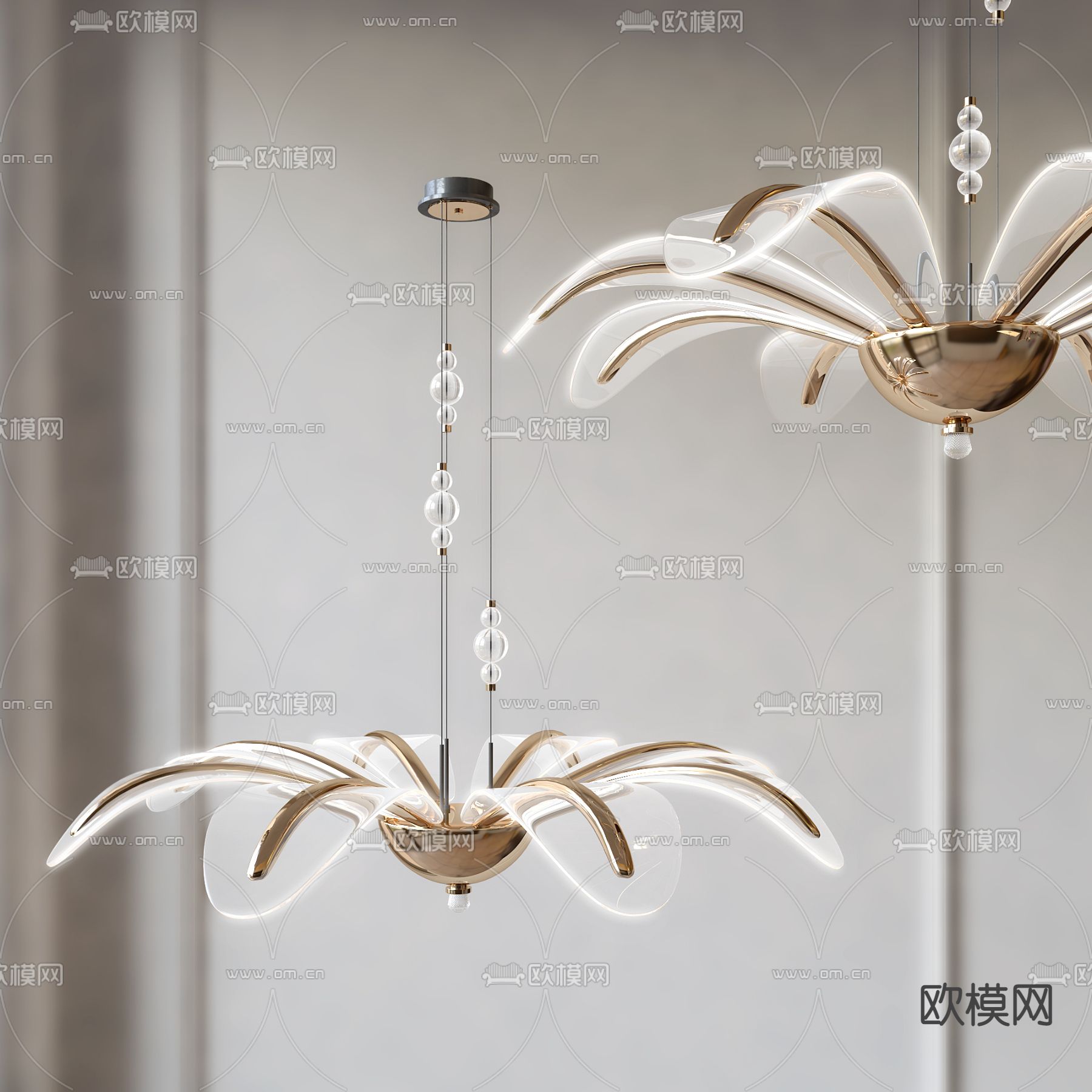 Areti 花瓣吊灯3d模型下载_ID12287933_3dmax免费模型-欧模网