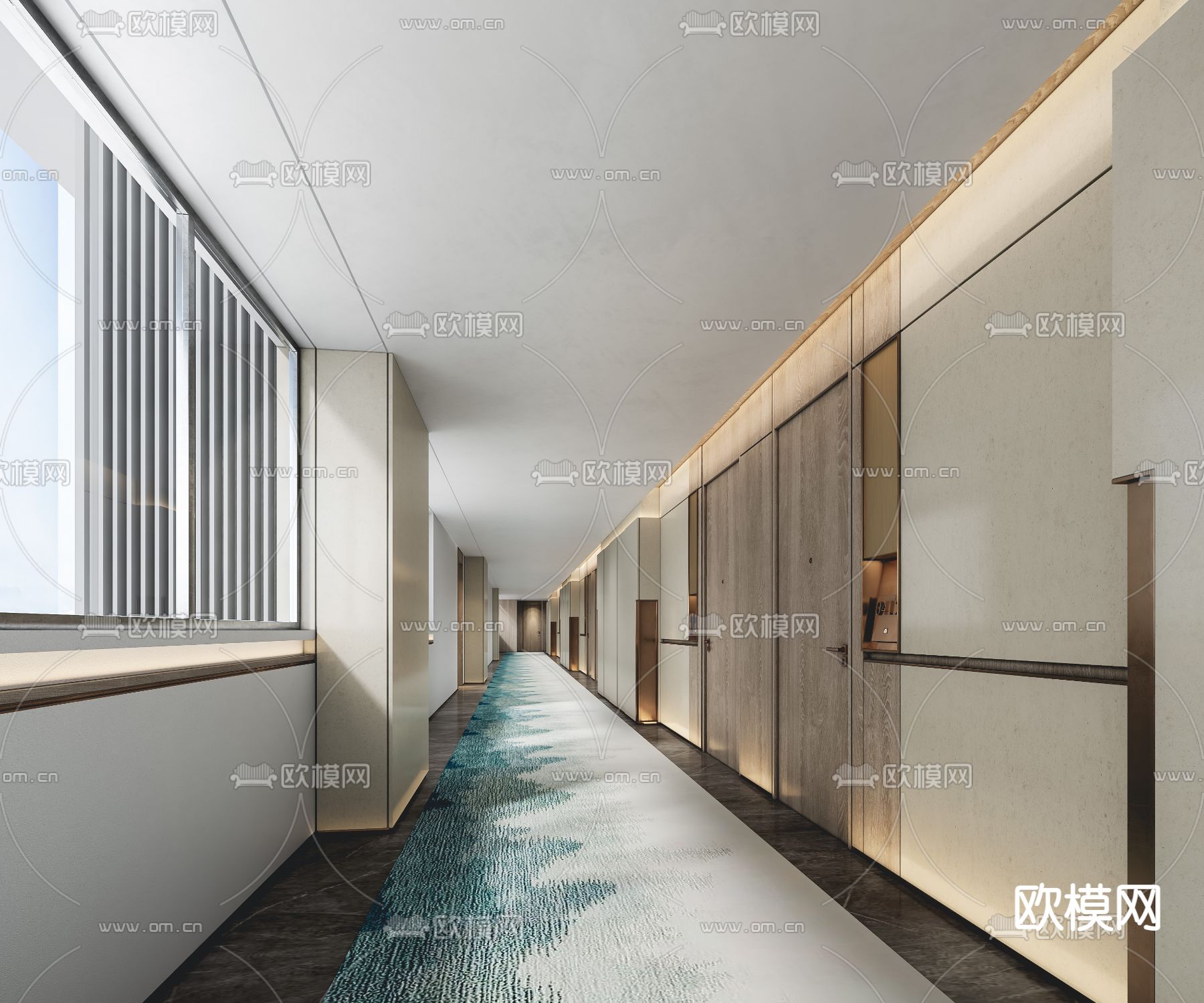酒店客房走道 走廊3d模型下载_ID12289469_3dmax免费模型-欧模网