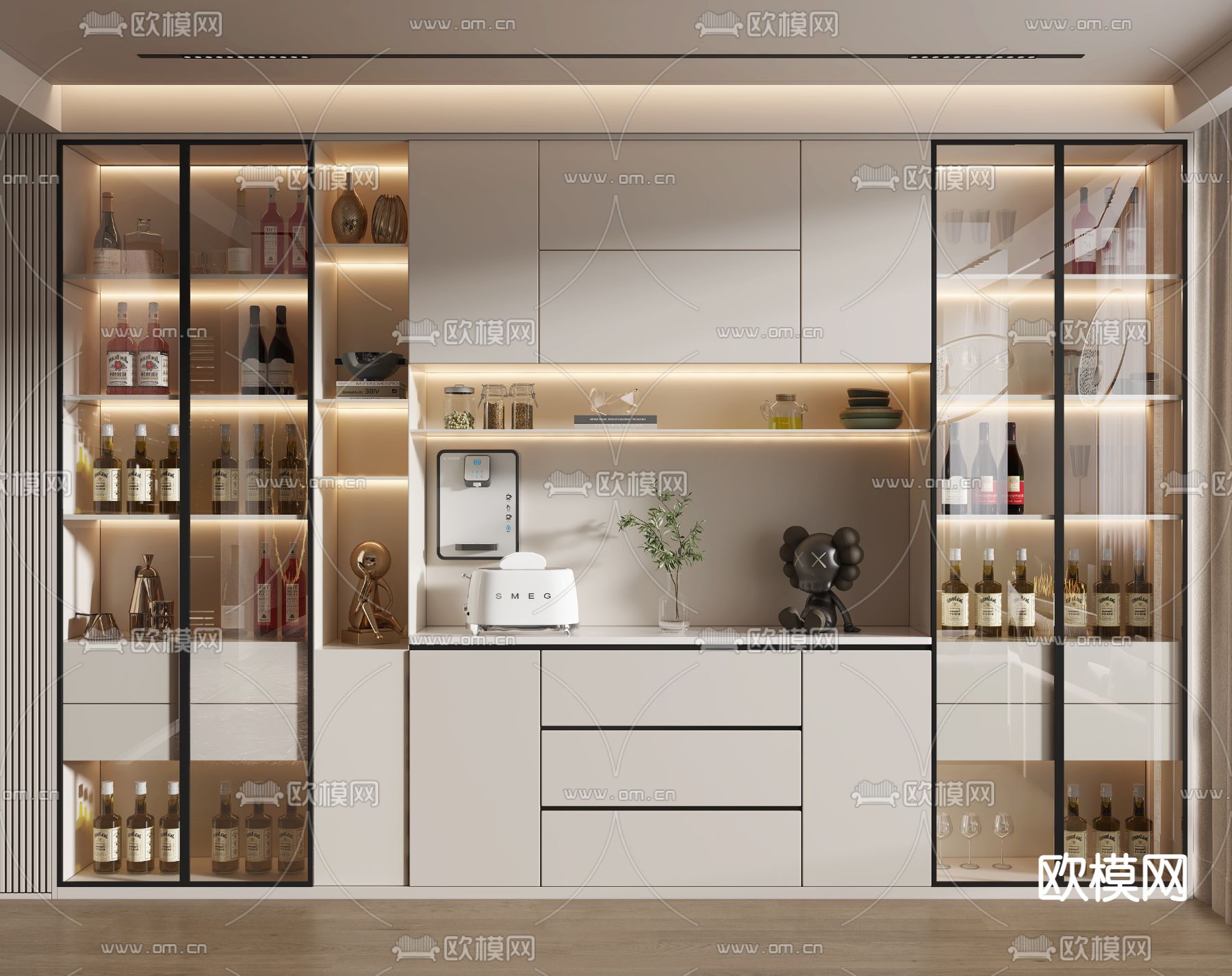 玻璃酒柜3d模型下载