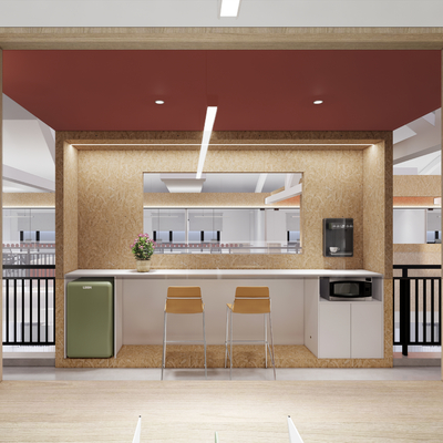  办公室茶水间 休息区su模型 