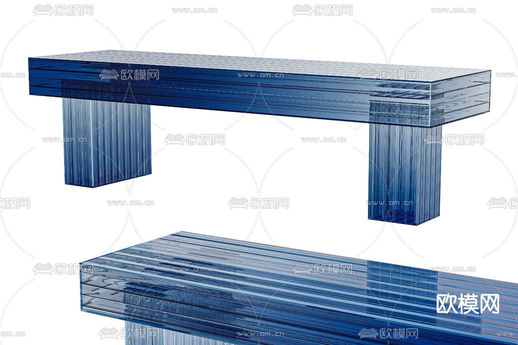 现代亚克力长条凳3d模型下载