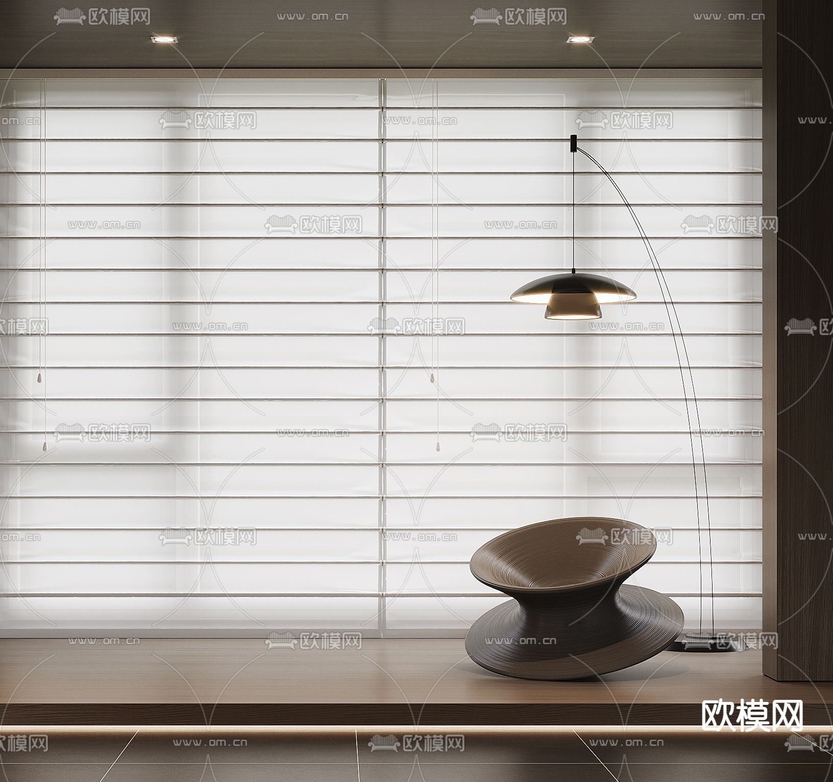 百叶帘 窗帘su模型下载（渲染图1）