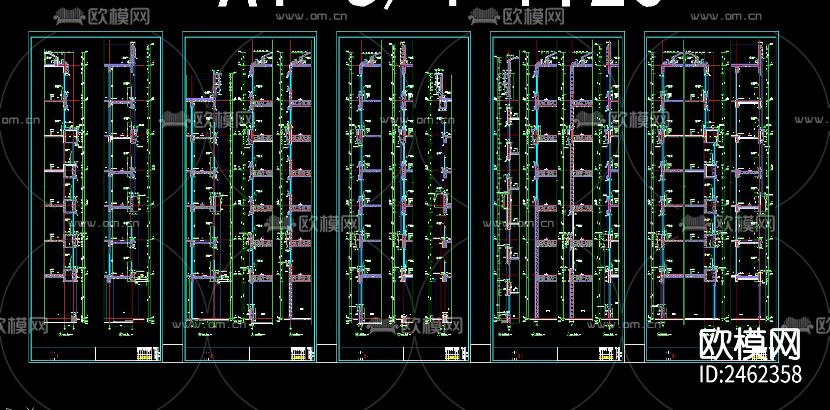 某小区2号楼十七层建筑CAD施工图下载（渲染图8）