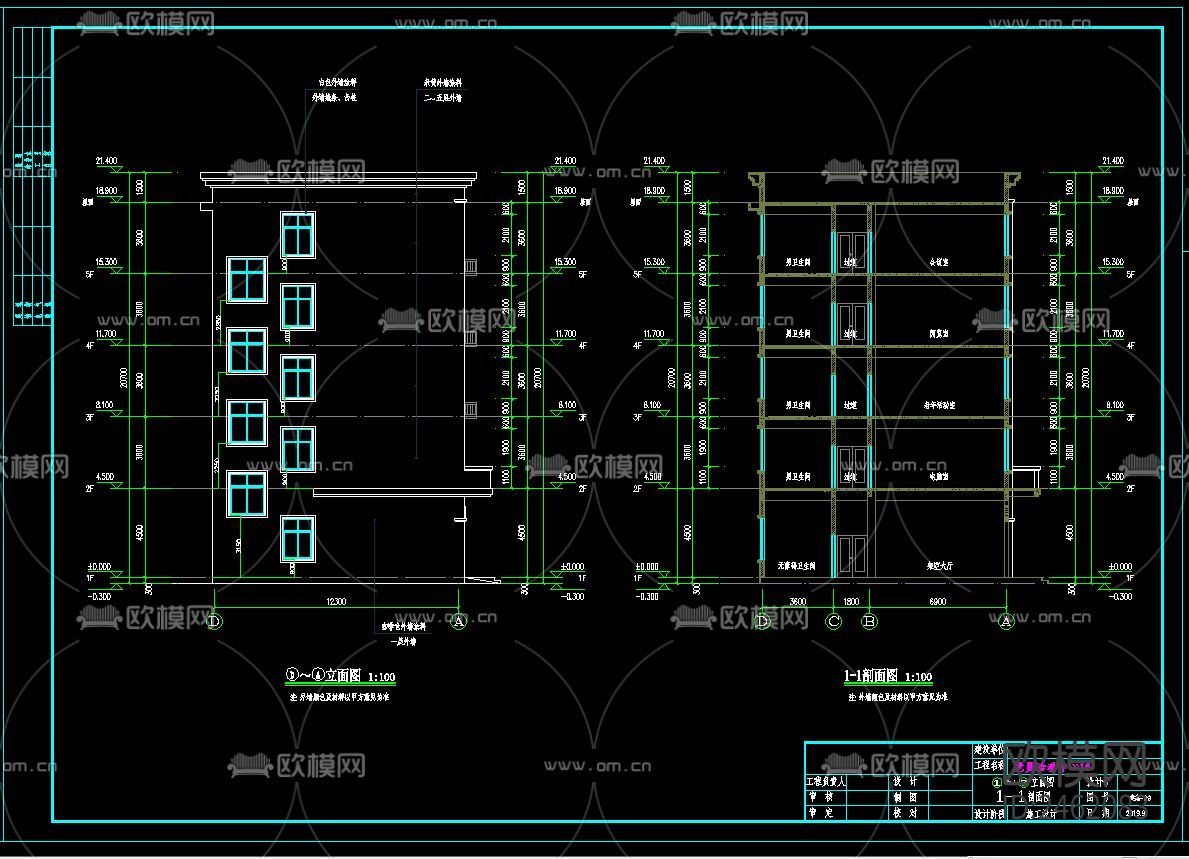 某党员活动中心CAD施工图下载（渲染图3）
