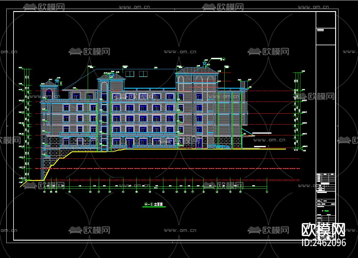 某地接待中心大楼CAD施工图下载（渲染图3）