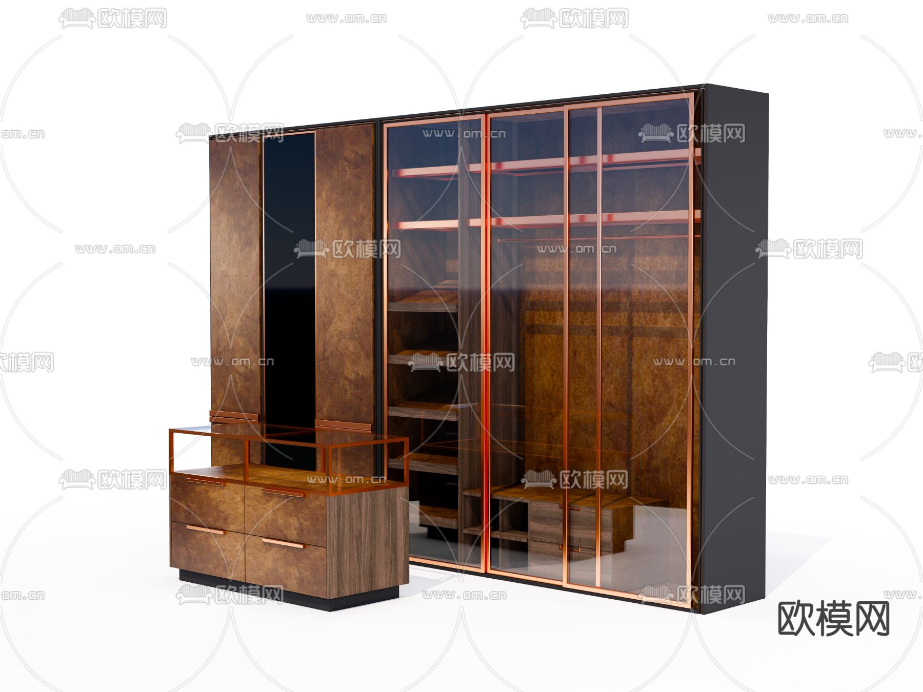 轻奢衣柜su模型下载（渲染图2）
