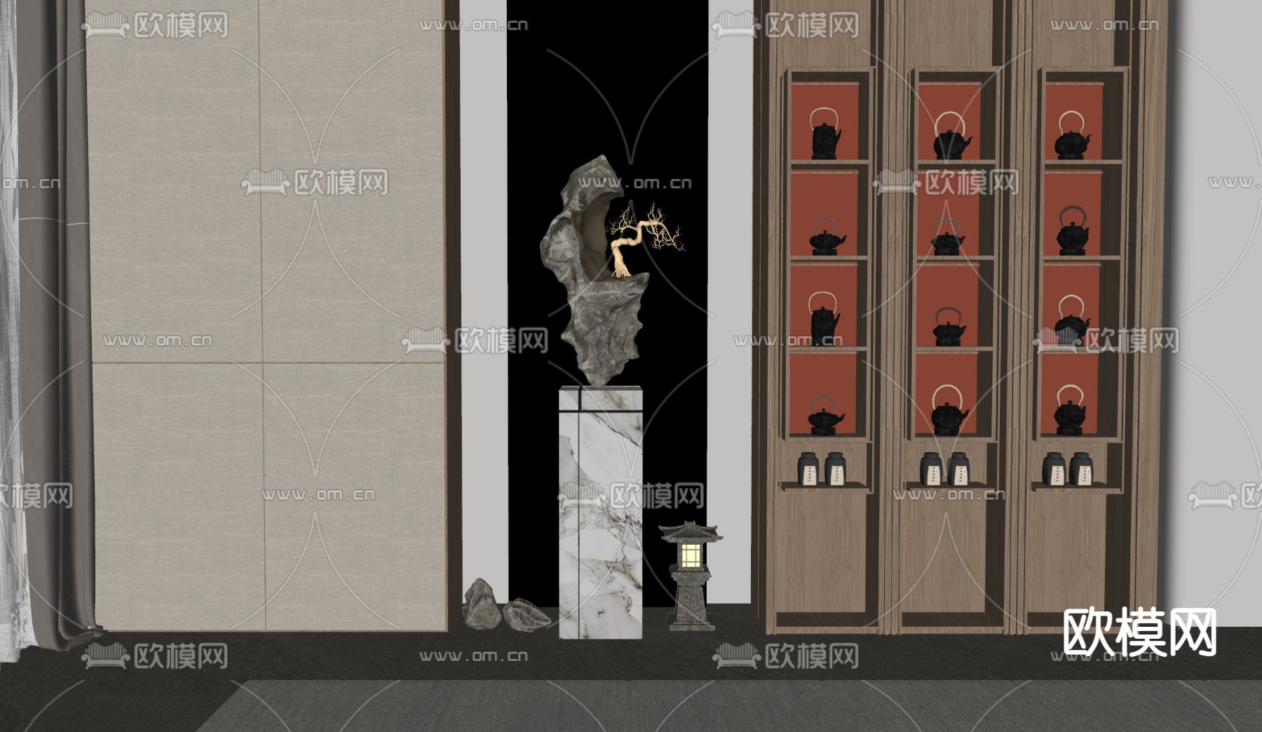 新中式抽象石雕su模型