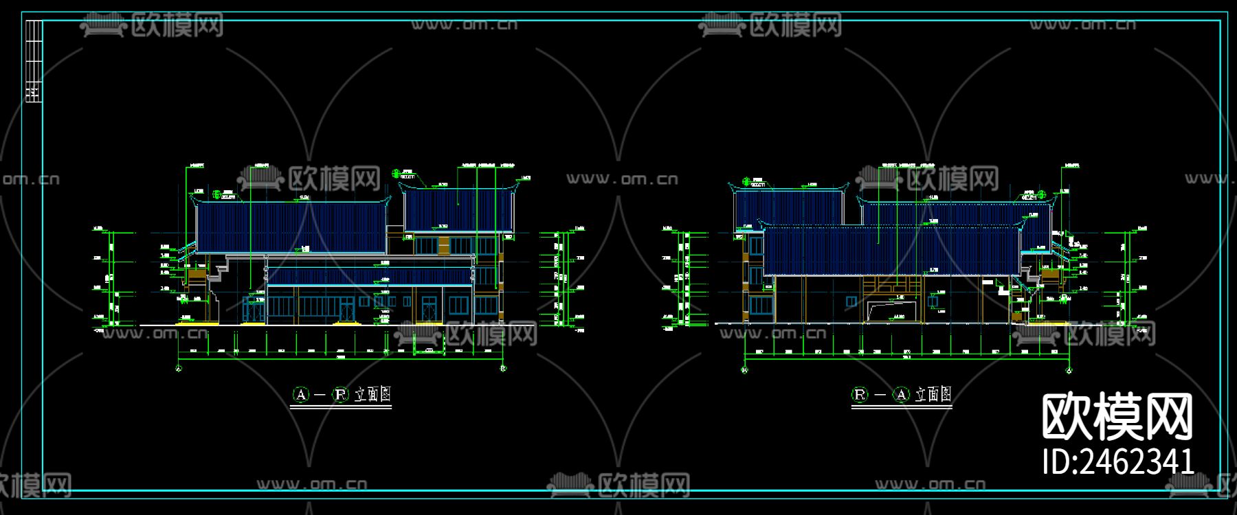 高速公路服务区CAD施工图下载（渲染图3）
