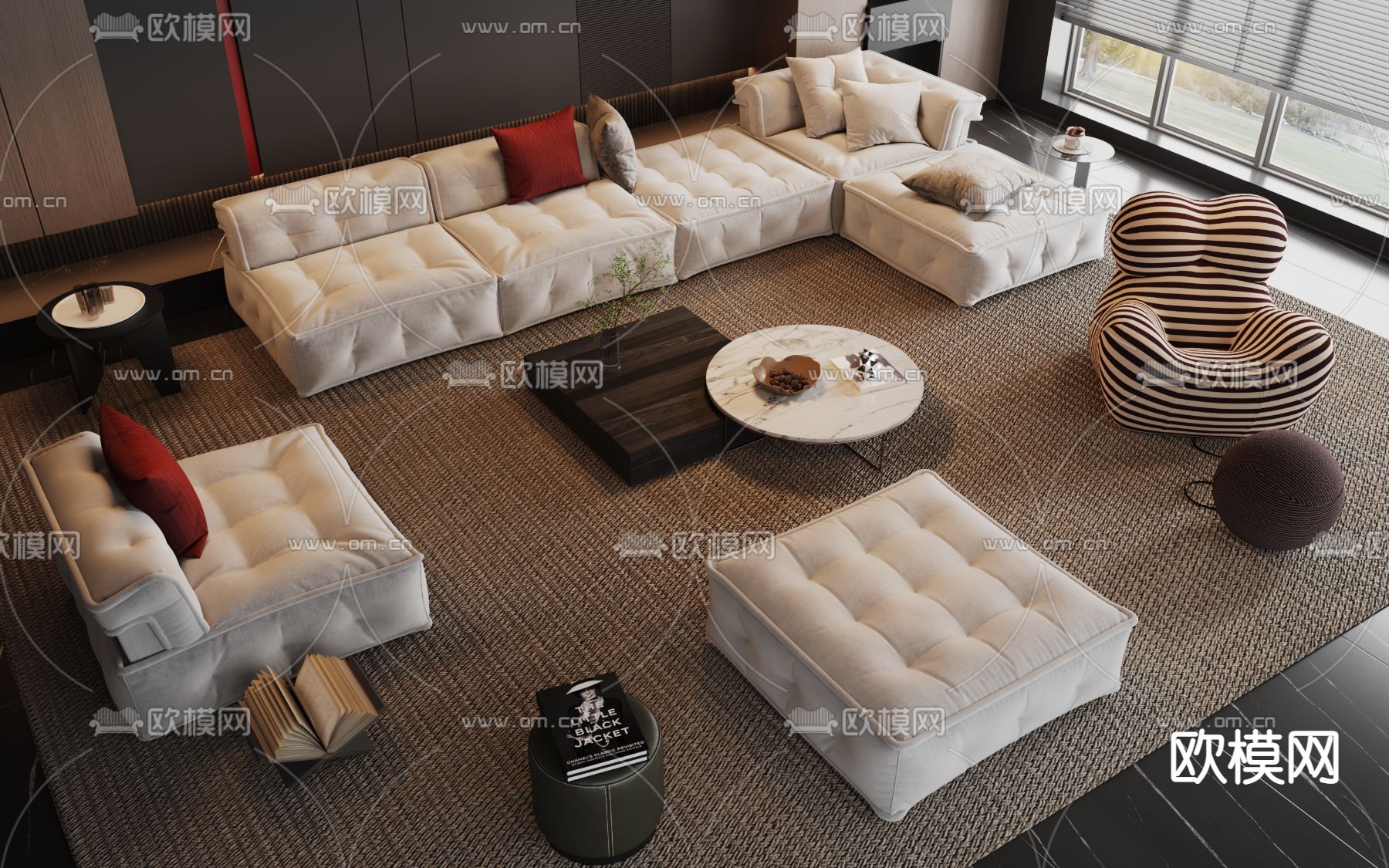 Minotti 米洛提 组合沙发su模型下载（渲染图1）