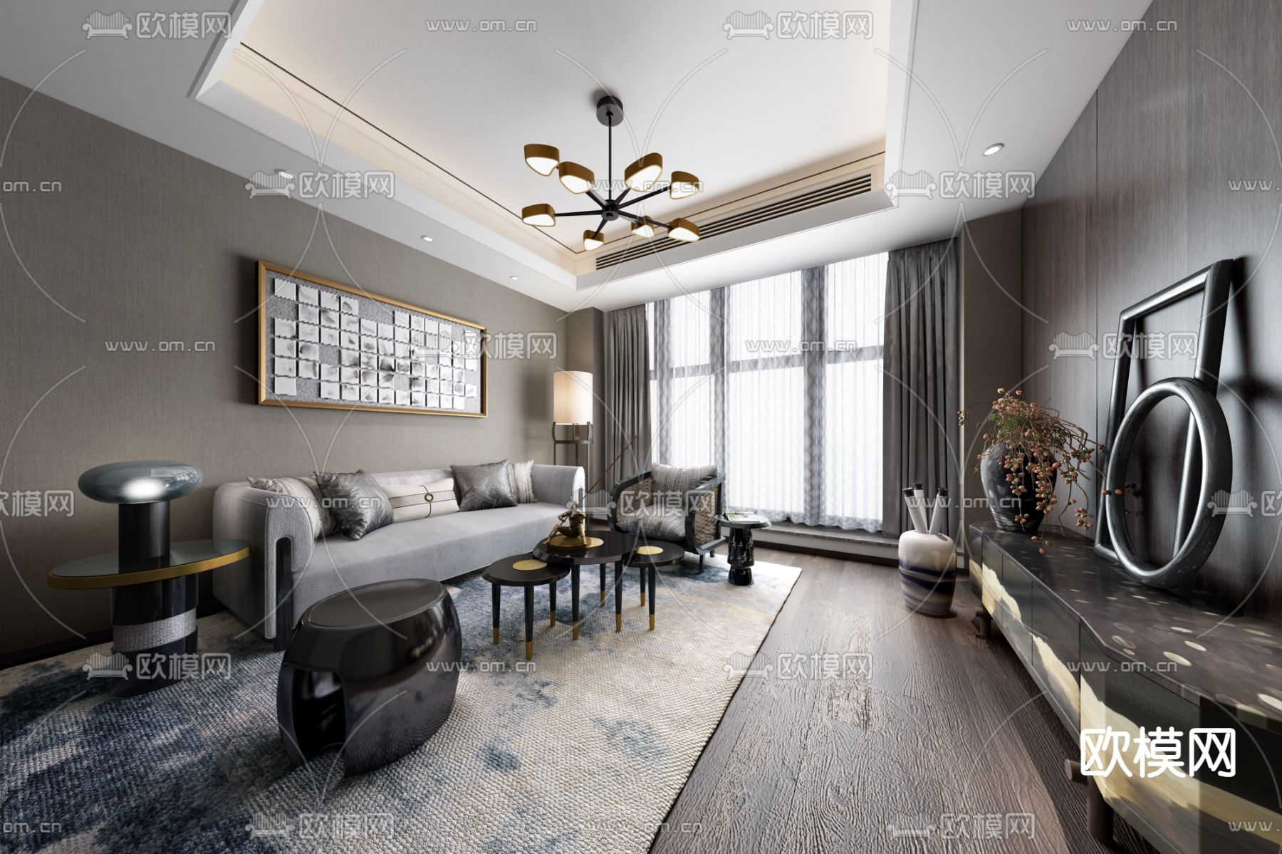 集艾设计 现代售楼处VIP室SU模型下载_ID12289929_sketchup模型下载-欧模网