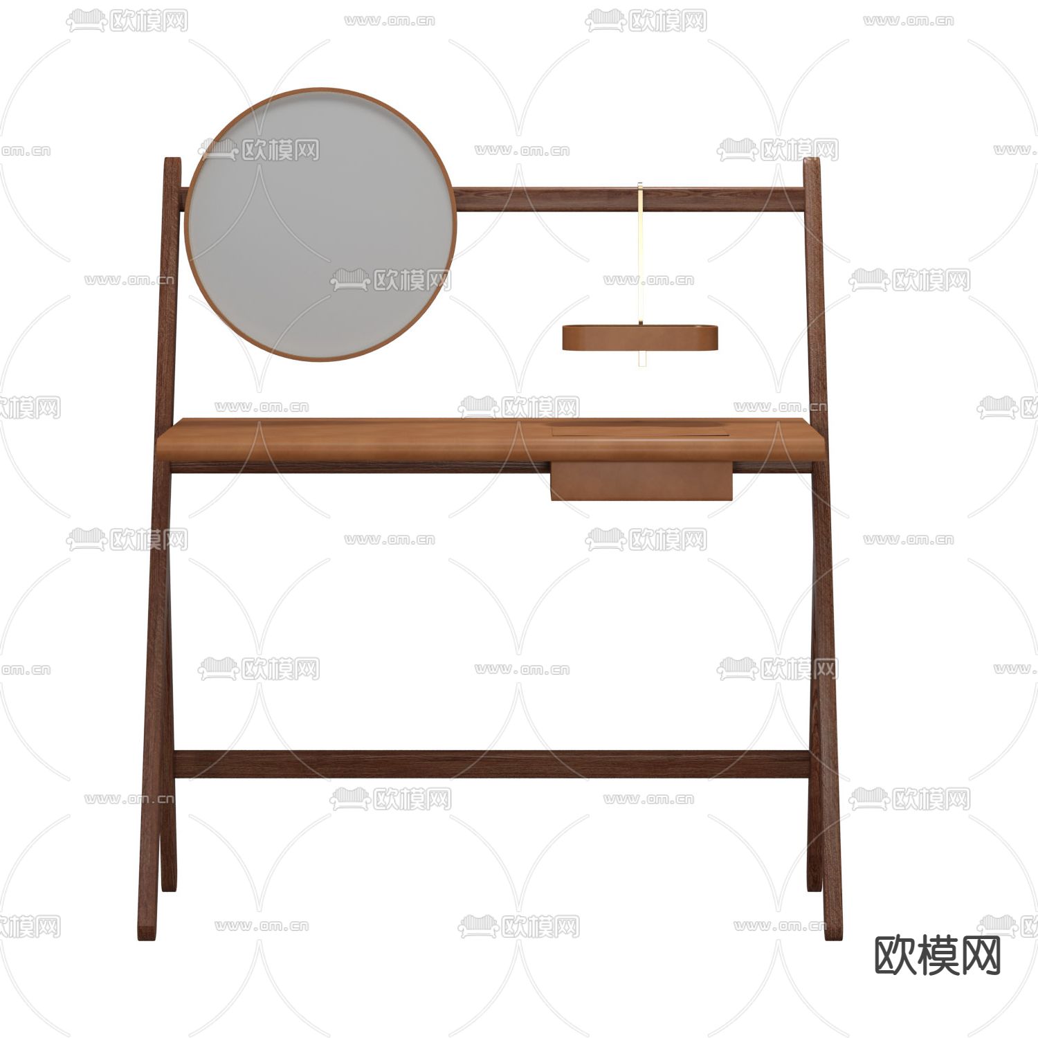 北欧简约实木梳妆台免费3d模型下载