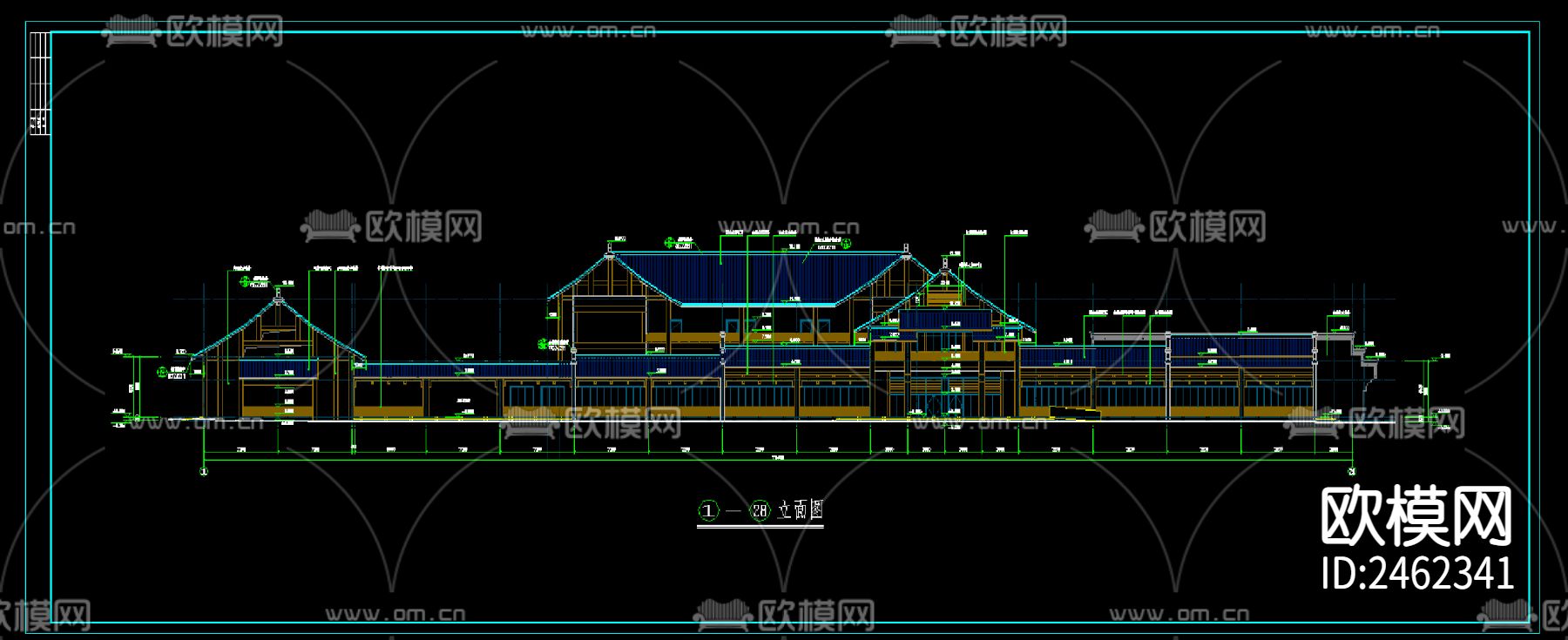 高速公路服务区CAD施工图下载（渲染图2）