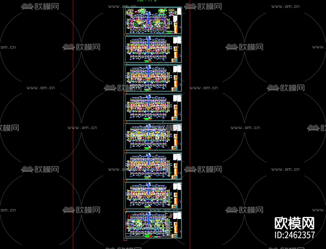 某小区1号楼十七层建筑CAD施工图下载（渲染图5）