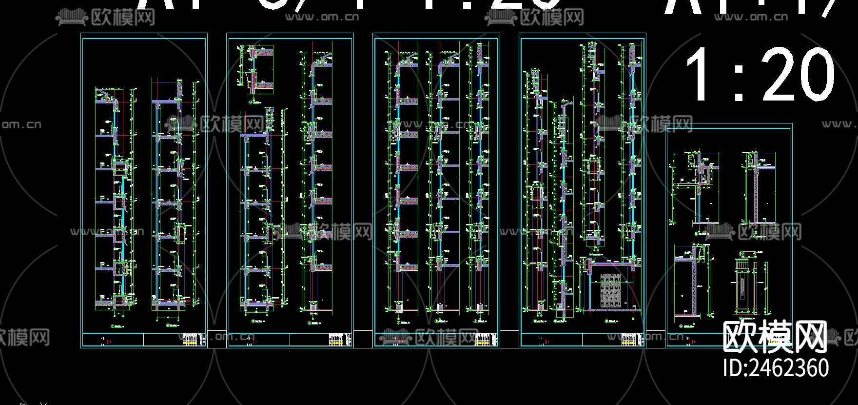 某小区4号楼十六层建筑CAD施工图下载（渲染图7）