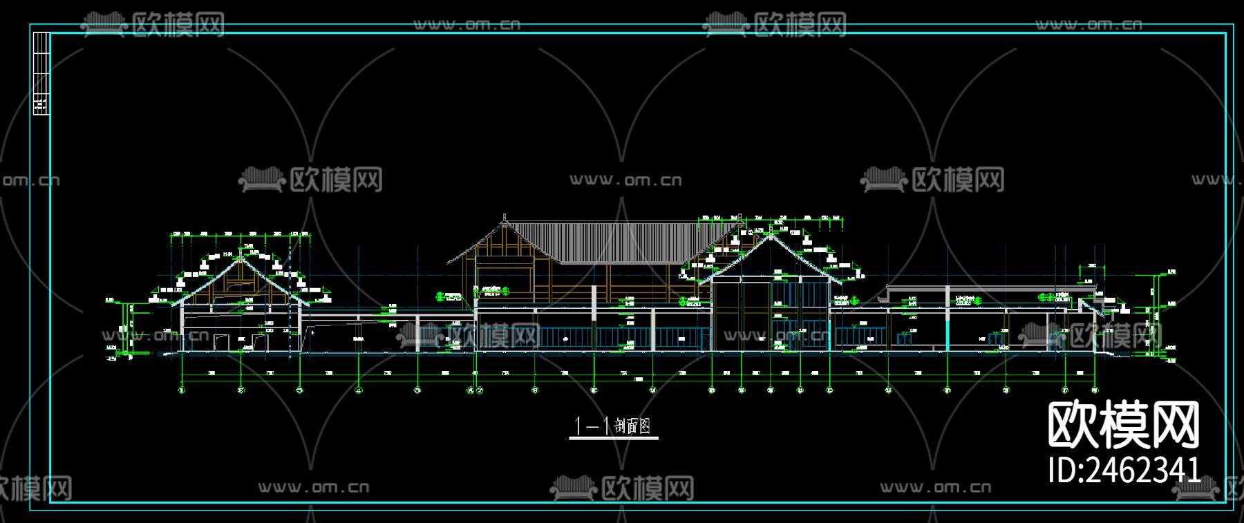 高速公路服务区CAD施工图下载（渲染图1）