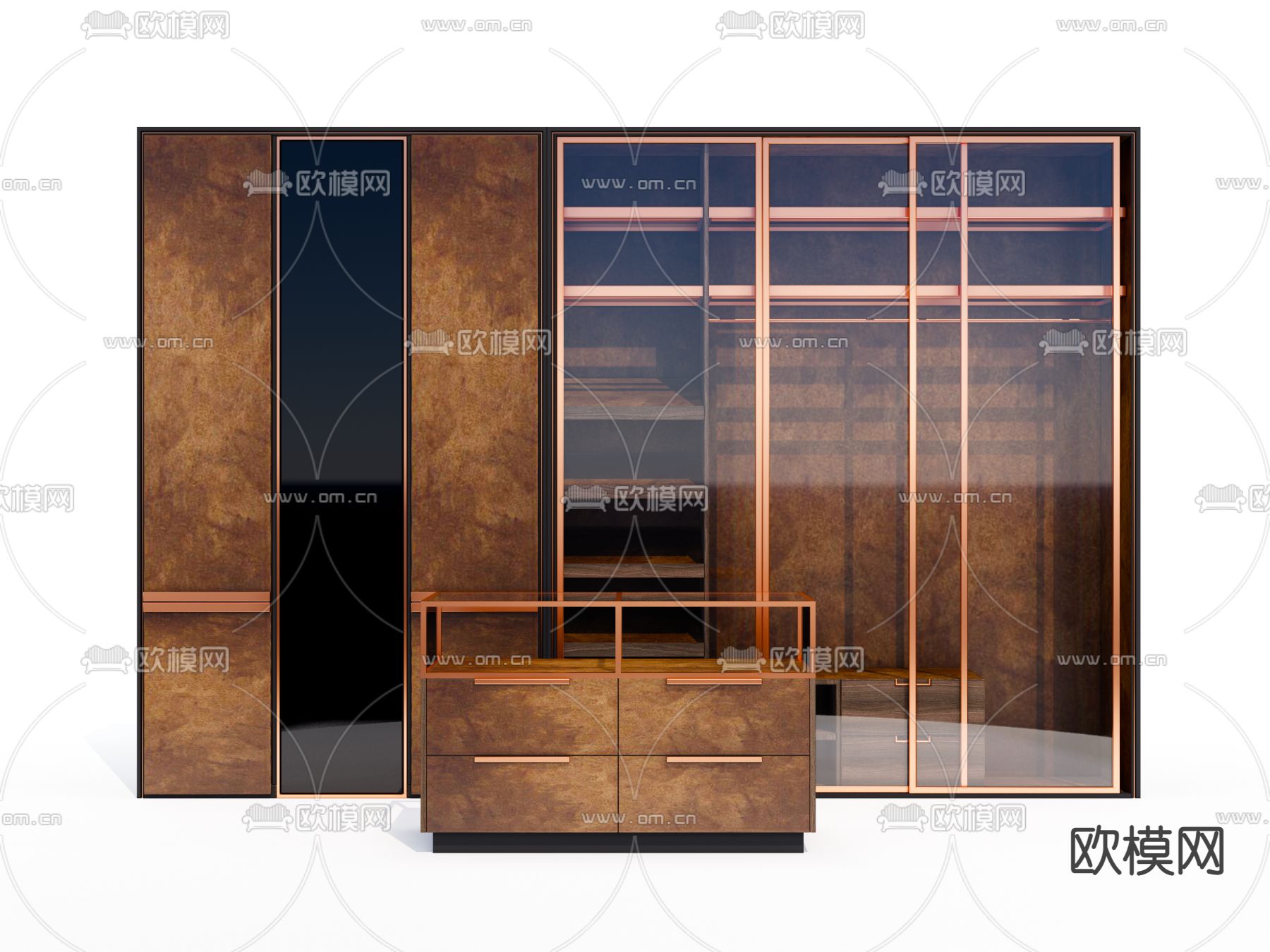 轻奢衣柜su模型下载（渲染图1）