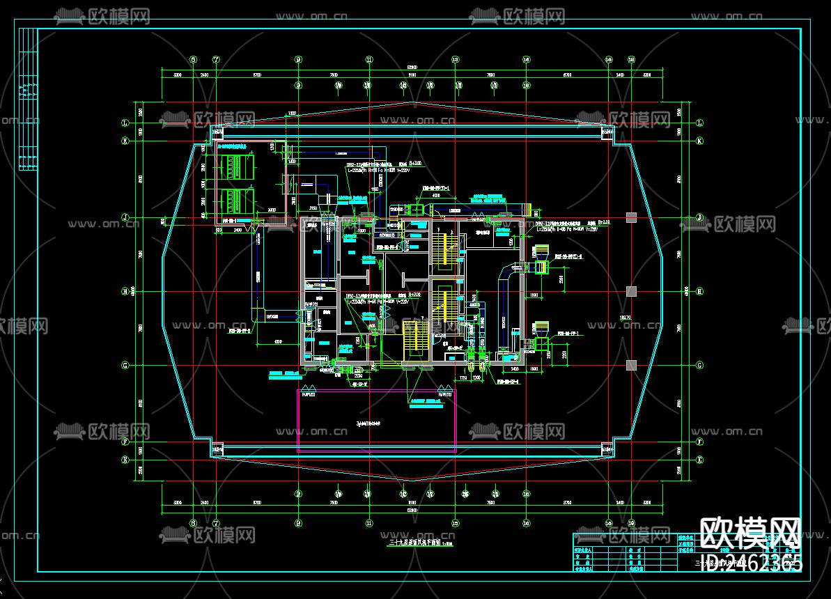 三十九超高层写字楼暖通CAD施工图下载（渲染图6）