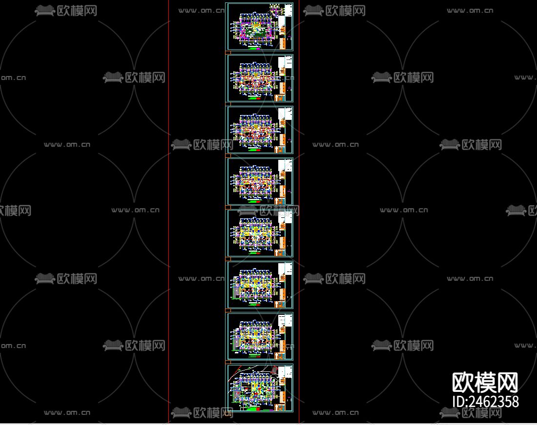 某小区2号楼十七层建筑CAD施工图下载（渲染图4）