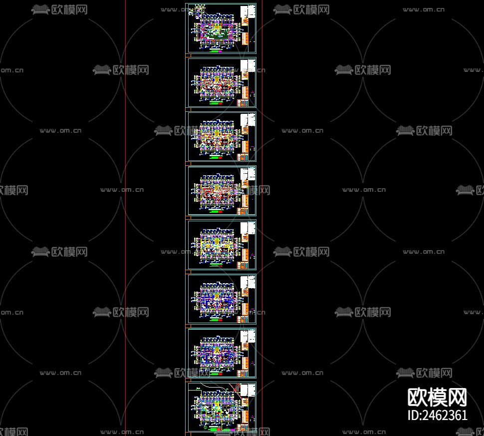 某小区7号楼十二层建筑CAD施工图下载（渲染图3）