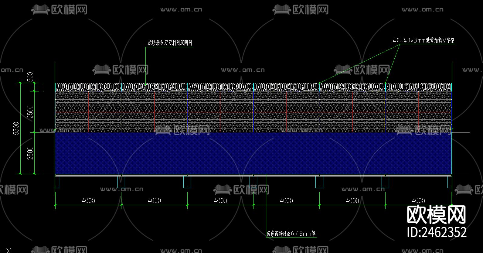 外巡逻隔离网CAD施工图下载（渲染图5）