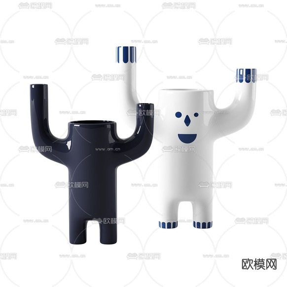 现代极简创意陶瓷装饰摆件免费3d模型下载