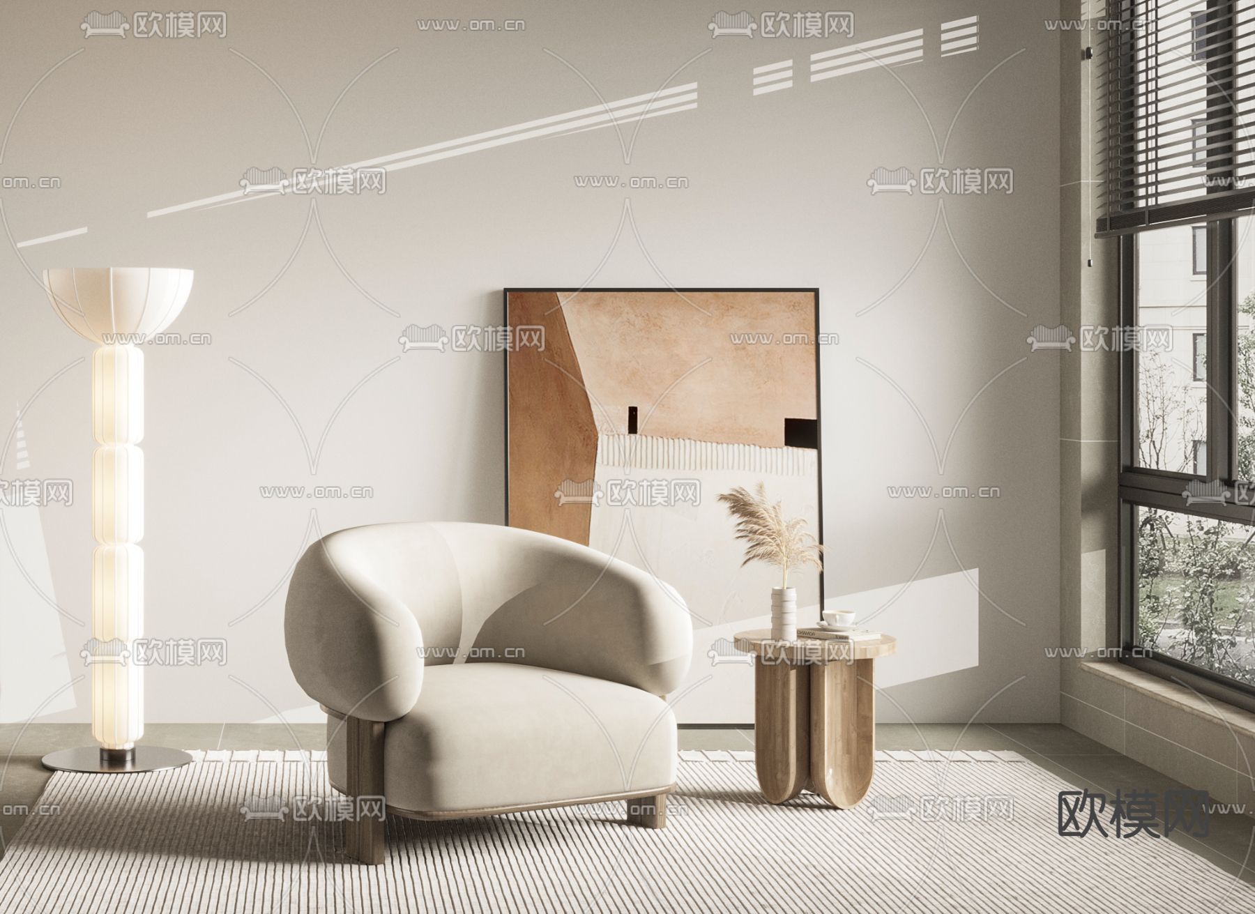 侘寂单人沙发3d模型下载