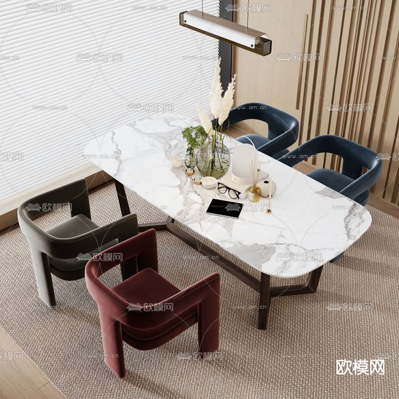 现代餐桌椅3d模型下载