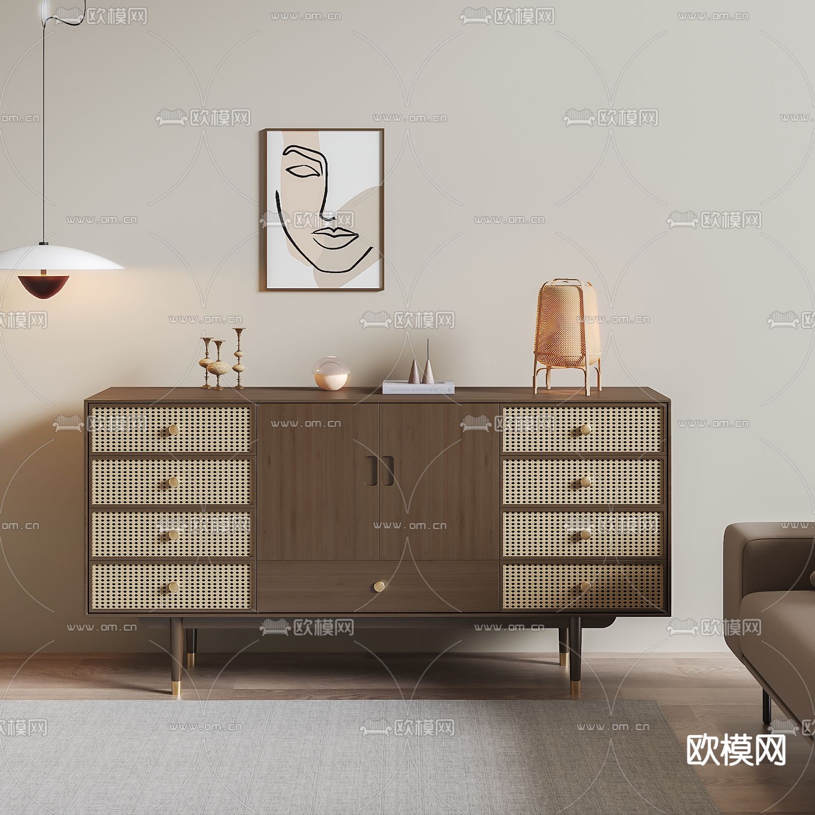 侘寂风餐边柜 边柜3d模型下载