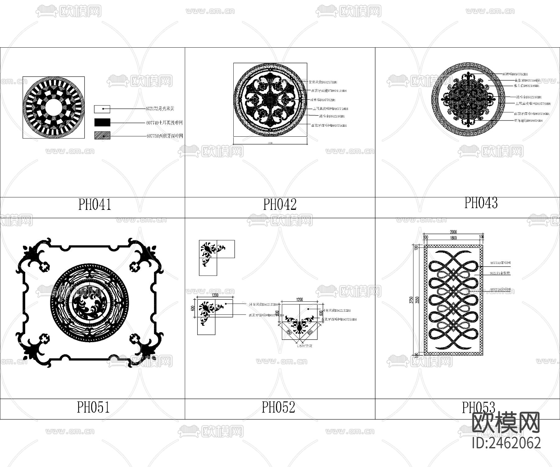 常用地面拼花CAD施工图下载（渲染图4）