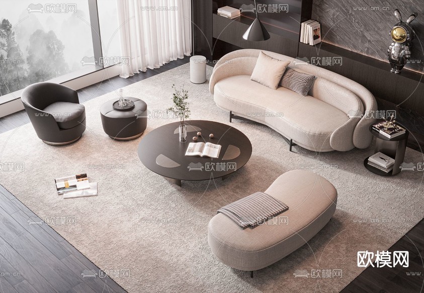 Minotti 组合沙发3d模型下载(渲染图1)