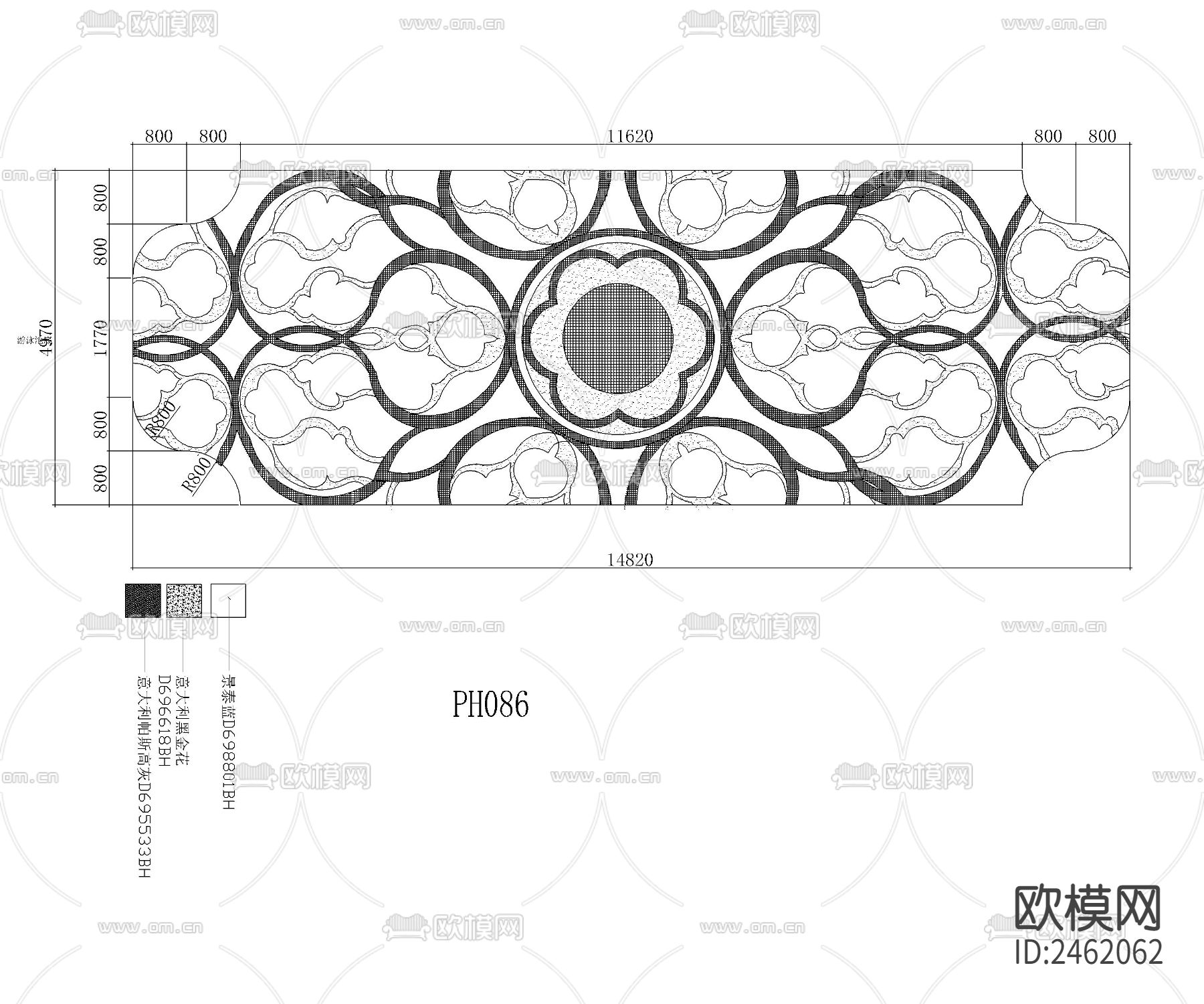 常用地面拼花CAD施工图下载（渲染图5）