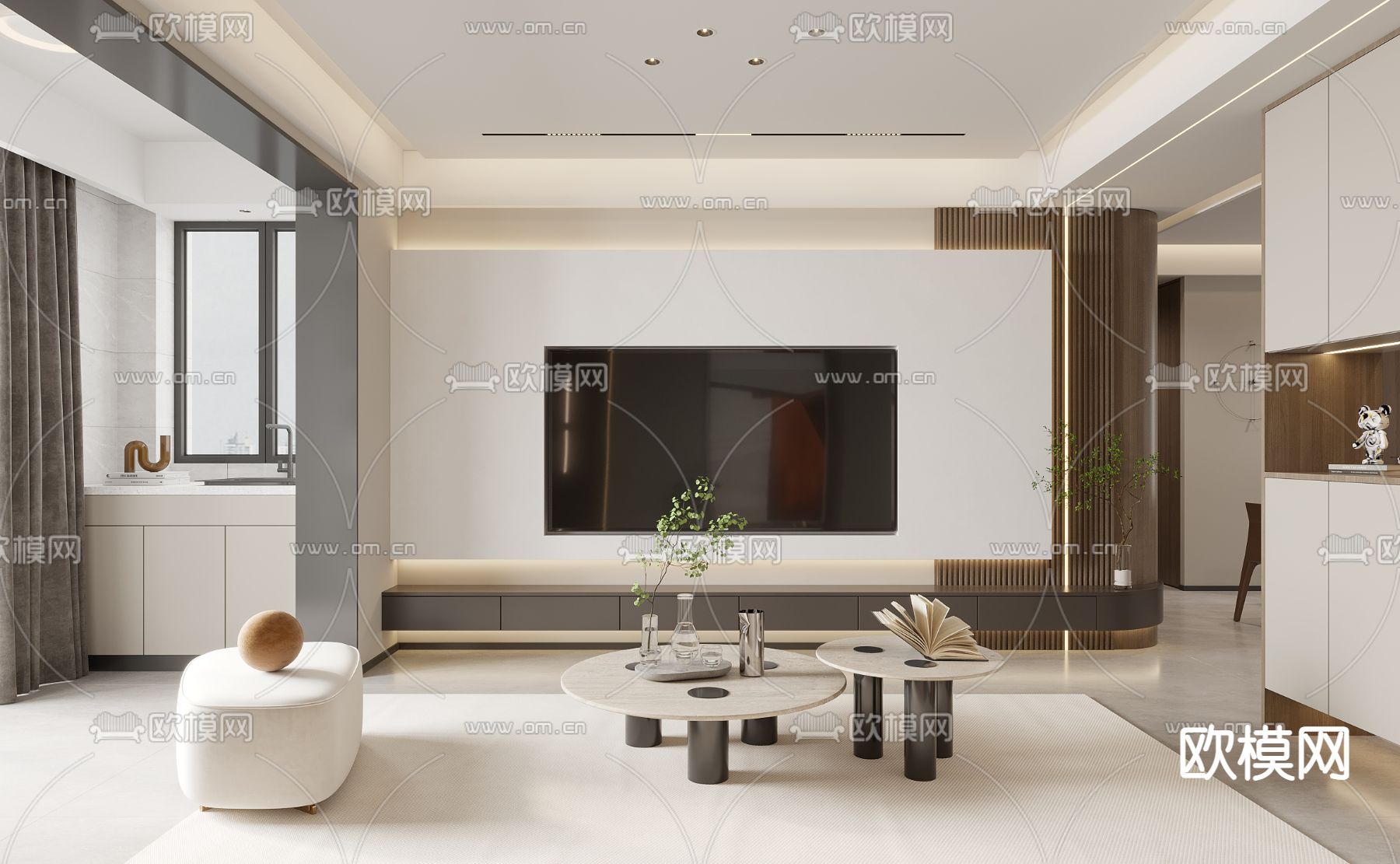 简约客餐厅免费3d模型下载（渲染图2）