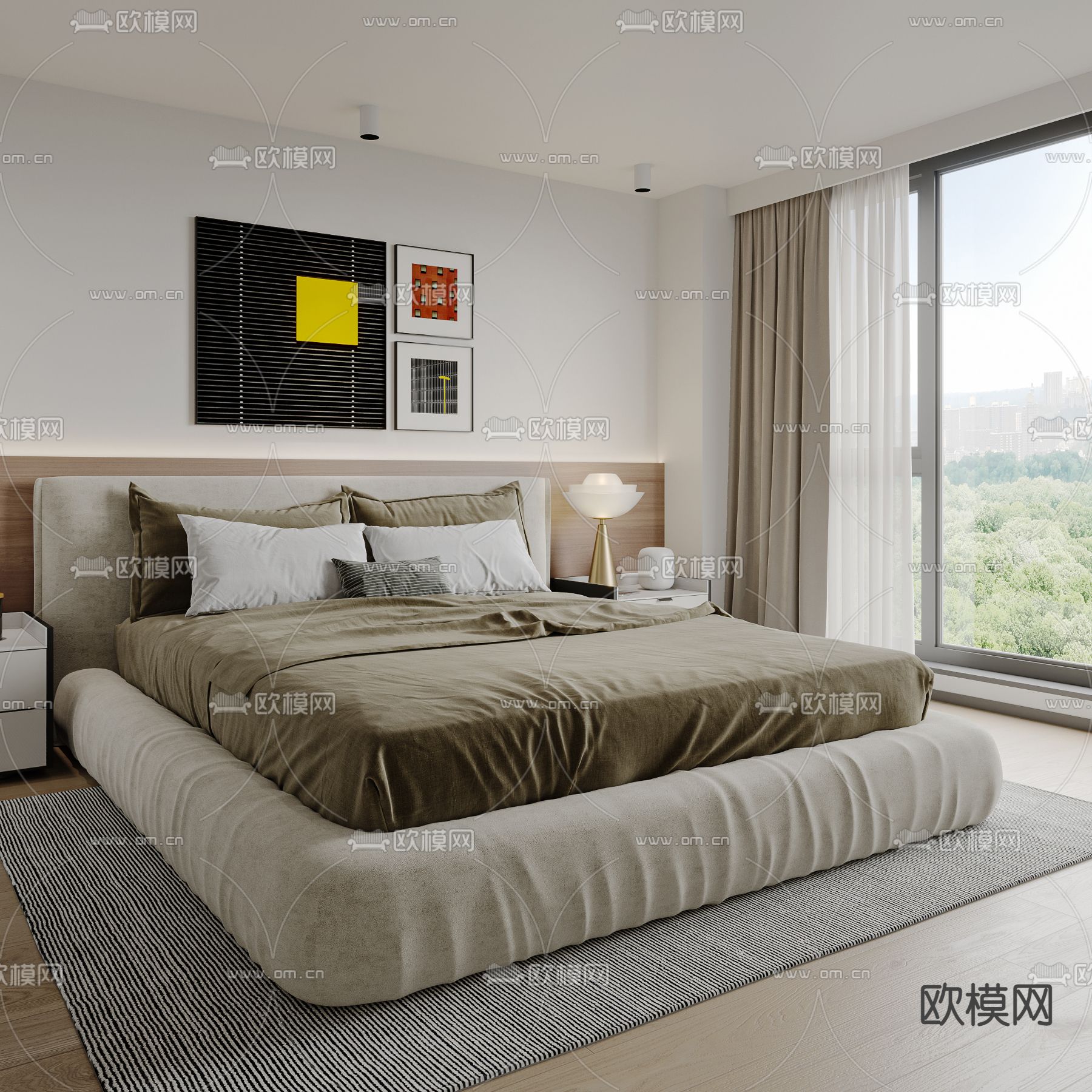 现代卧室 主卧 主人房3d模型