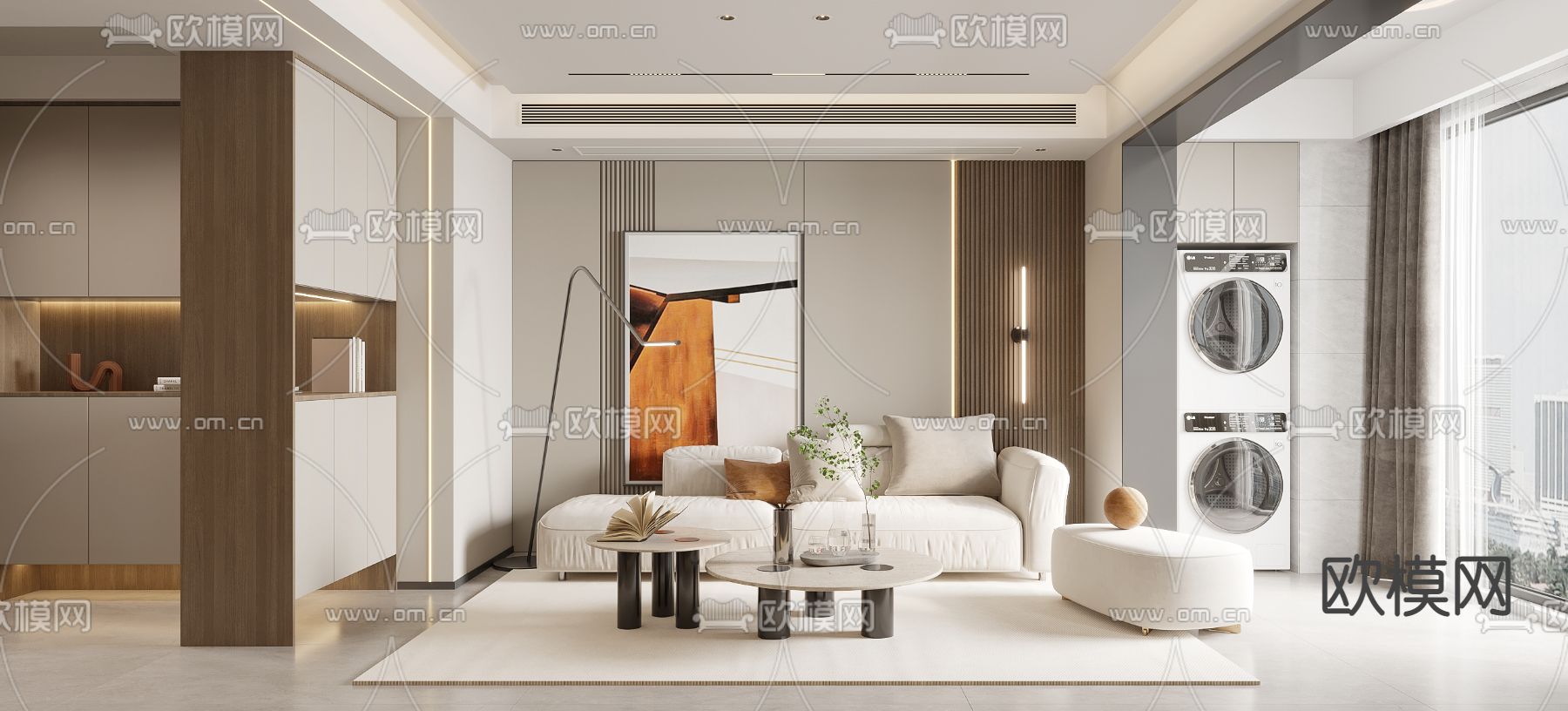 简约客餐厅免费3d模型下载（渲染图1）