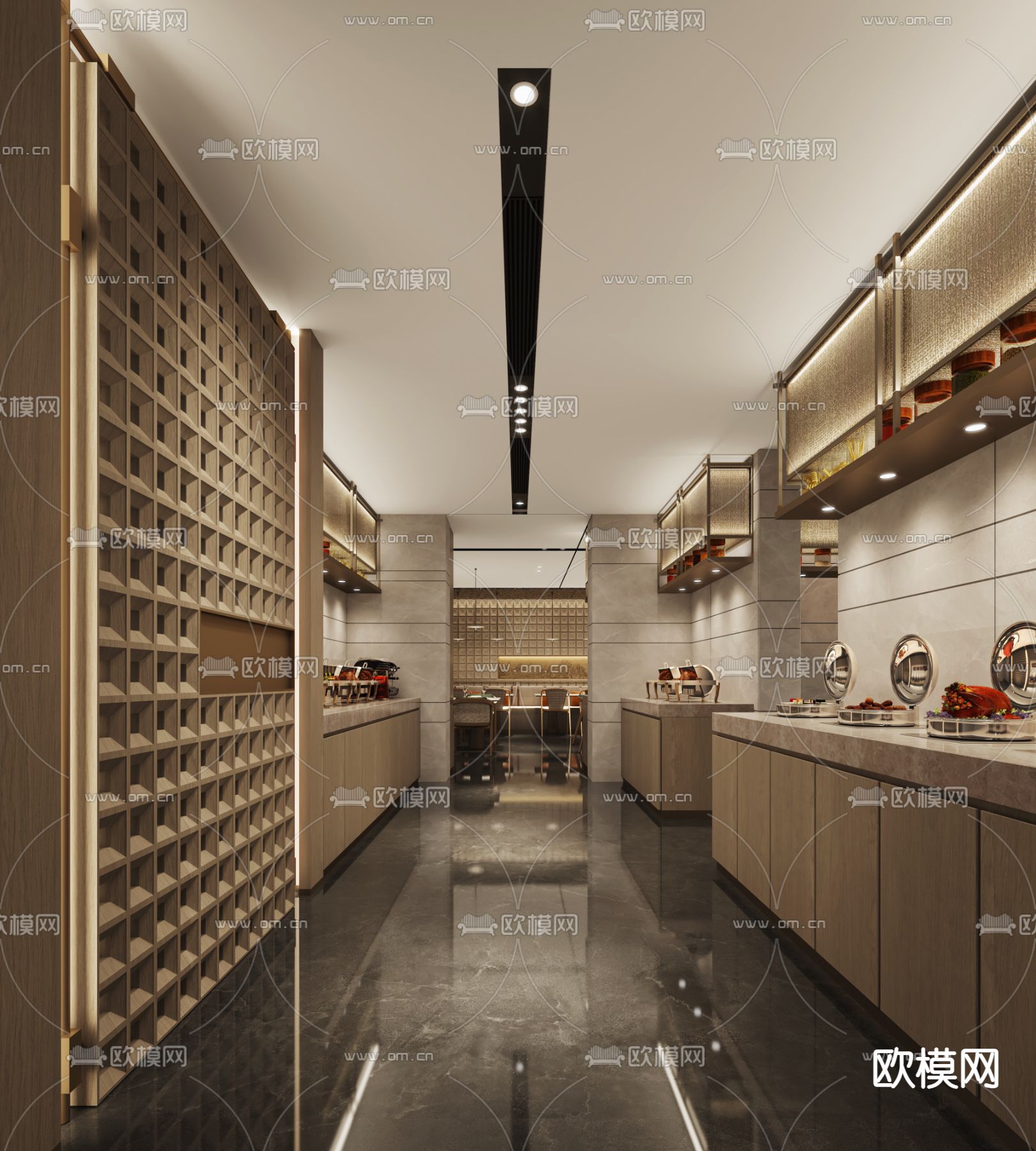 轻奢自助餐厅3d模型