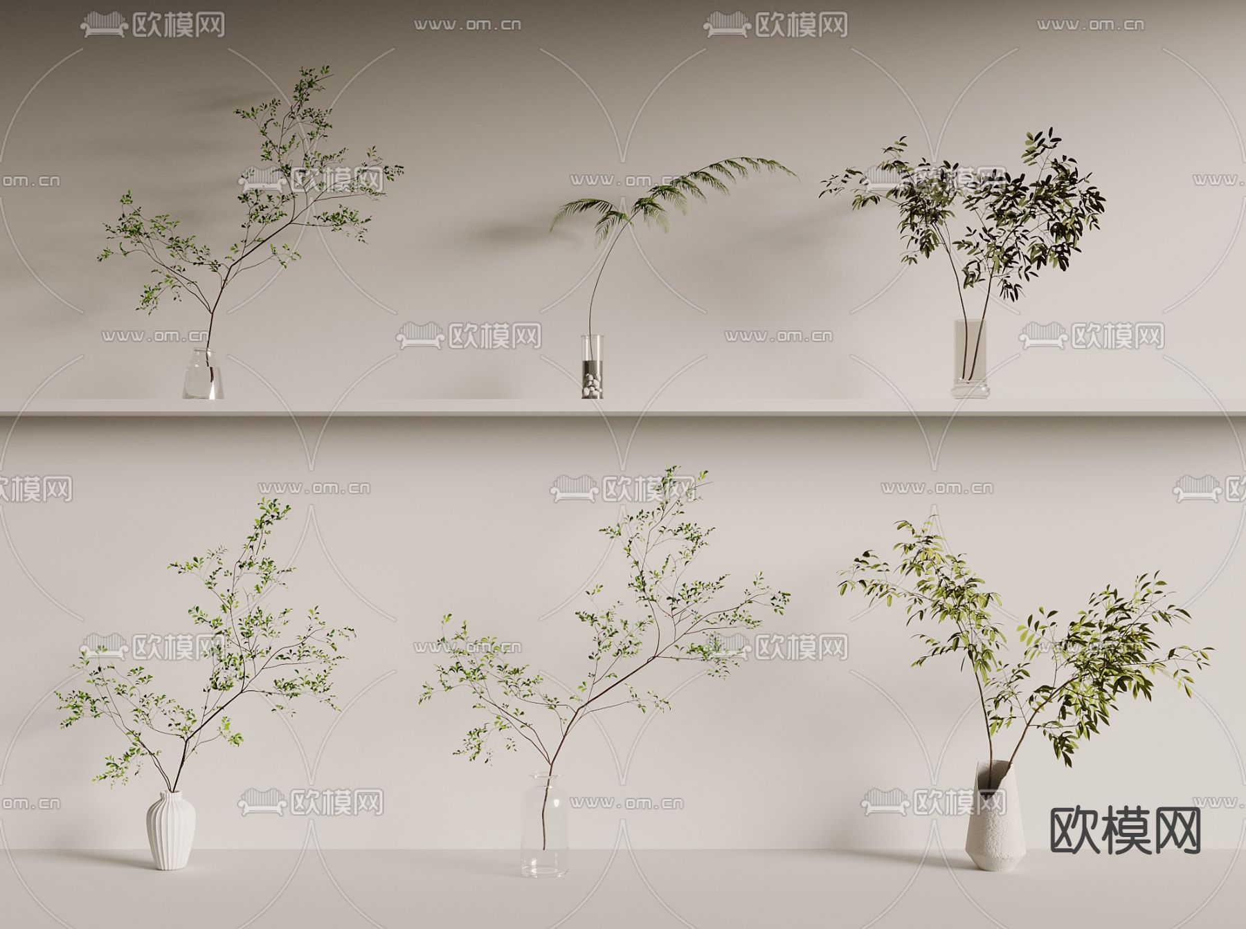 水生绿植 花瓶3d模型