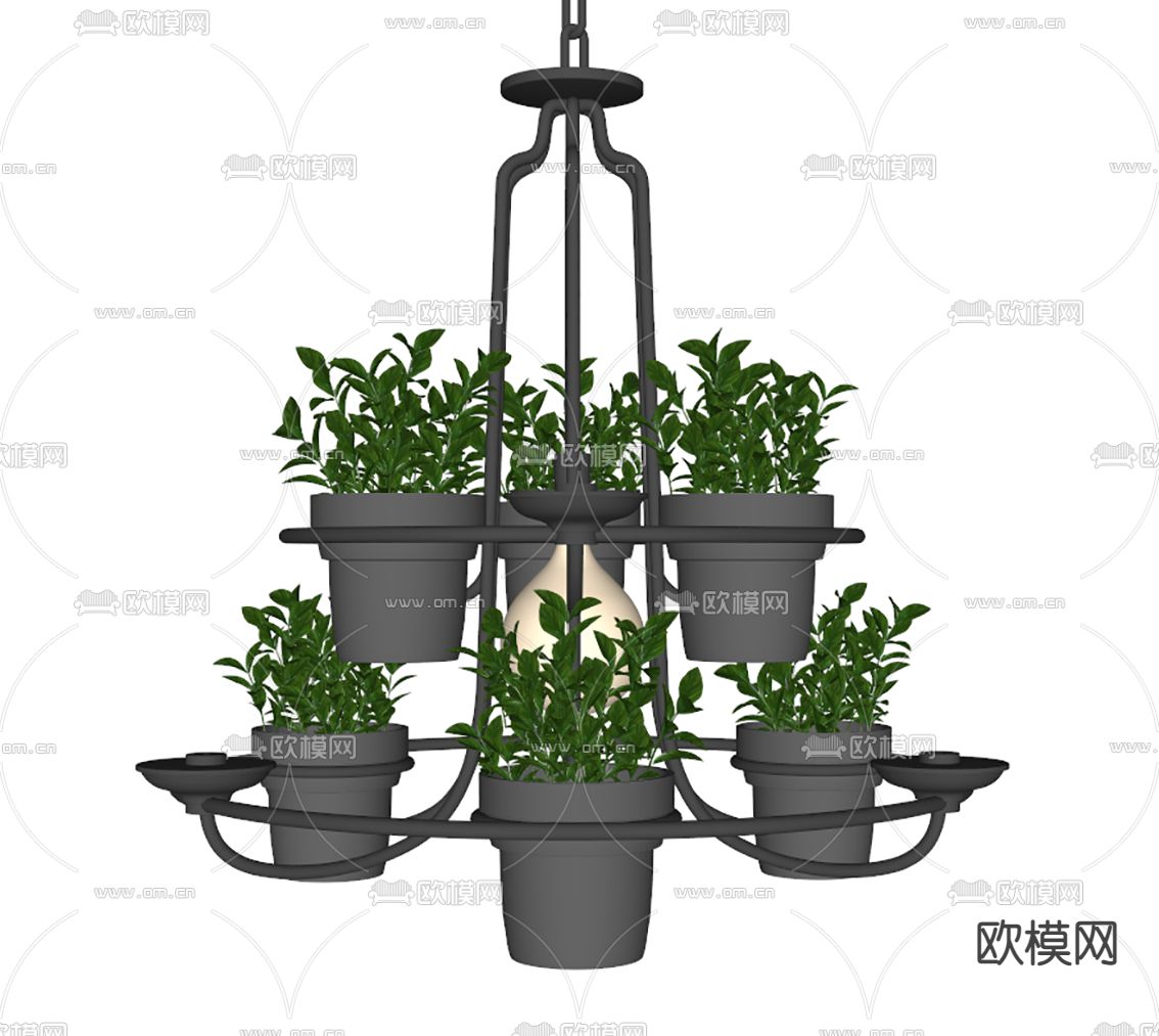 吊篮吊灯 绿植吊灯su模型下载（渲染图2）