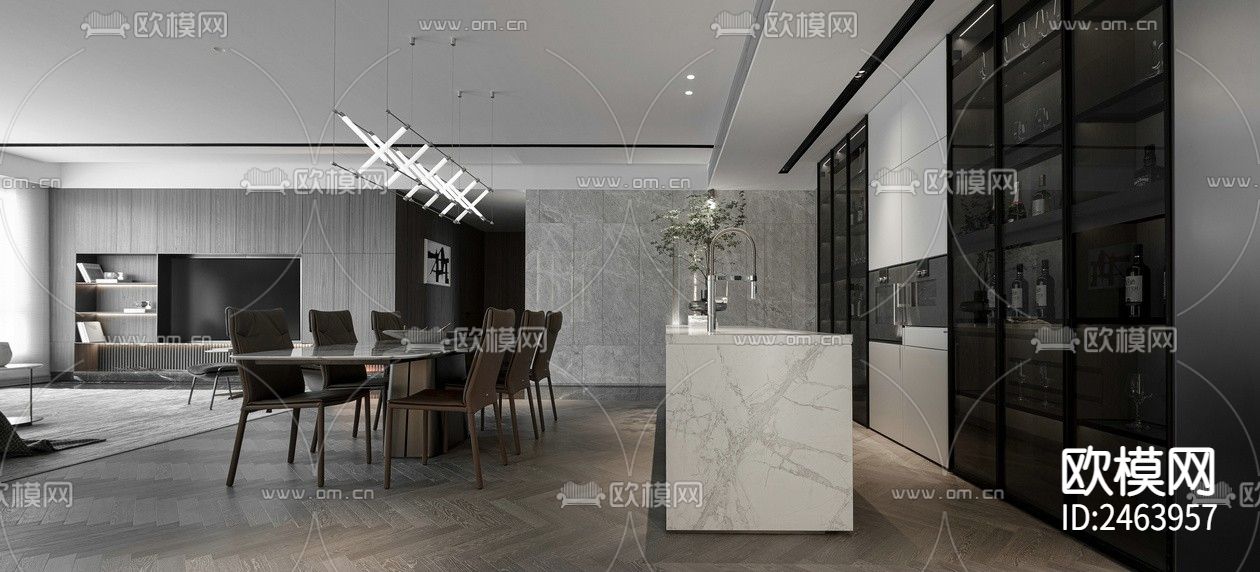 中海黄龙样板间CAD施工图下载（渲染图2）