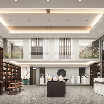  新中式茶叶店su模型 