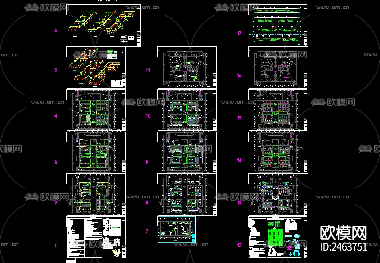 人民医院养老中心 康复疗养楼暖通CAD施工图下载（渲染图1）