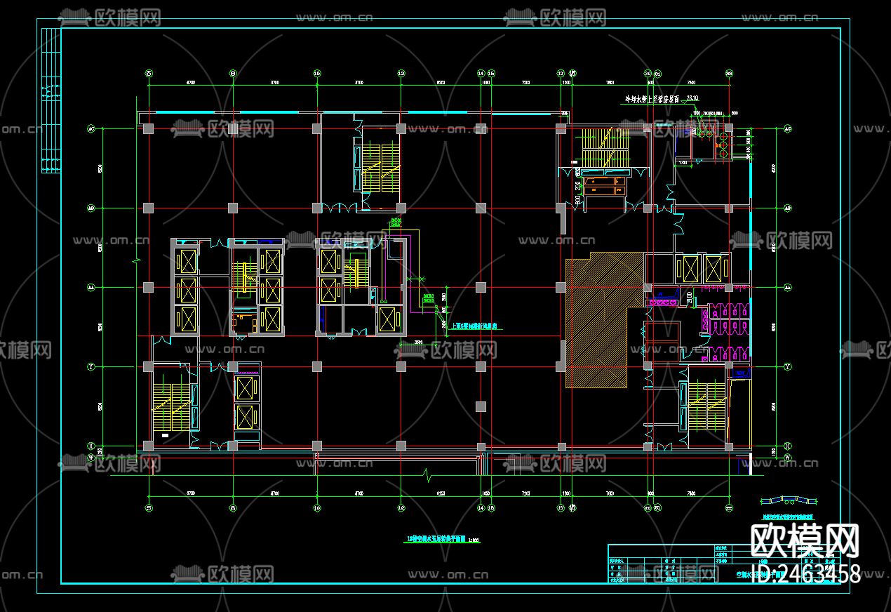 二十四层高层写字楼暖通CAD施工图下载（渲染图3）