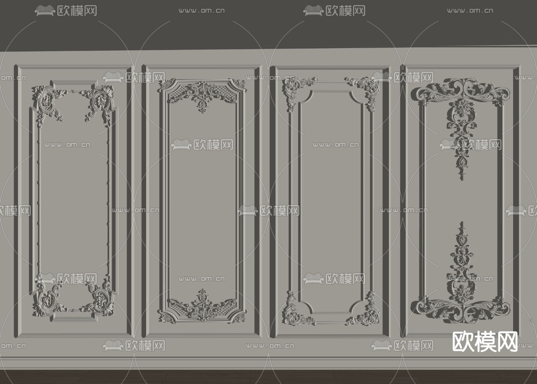 法式石膏线 雕花su模型下载（渲染图2）