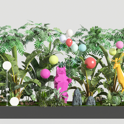  绿植灌木丛 景观绿植池su模型 